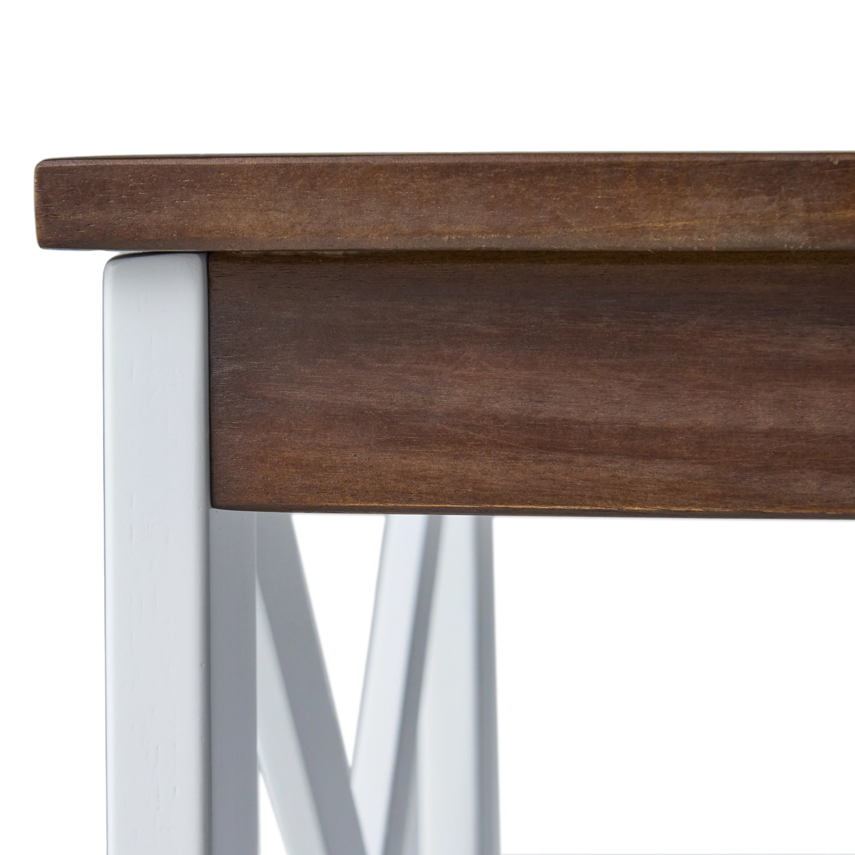 Jean Farmhouse X-Frame Acacia Wood End Table with Slat Top - furnishings