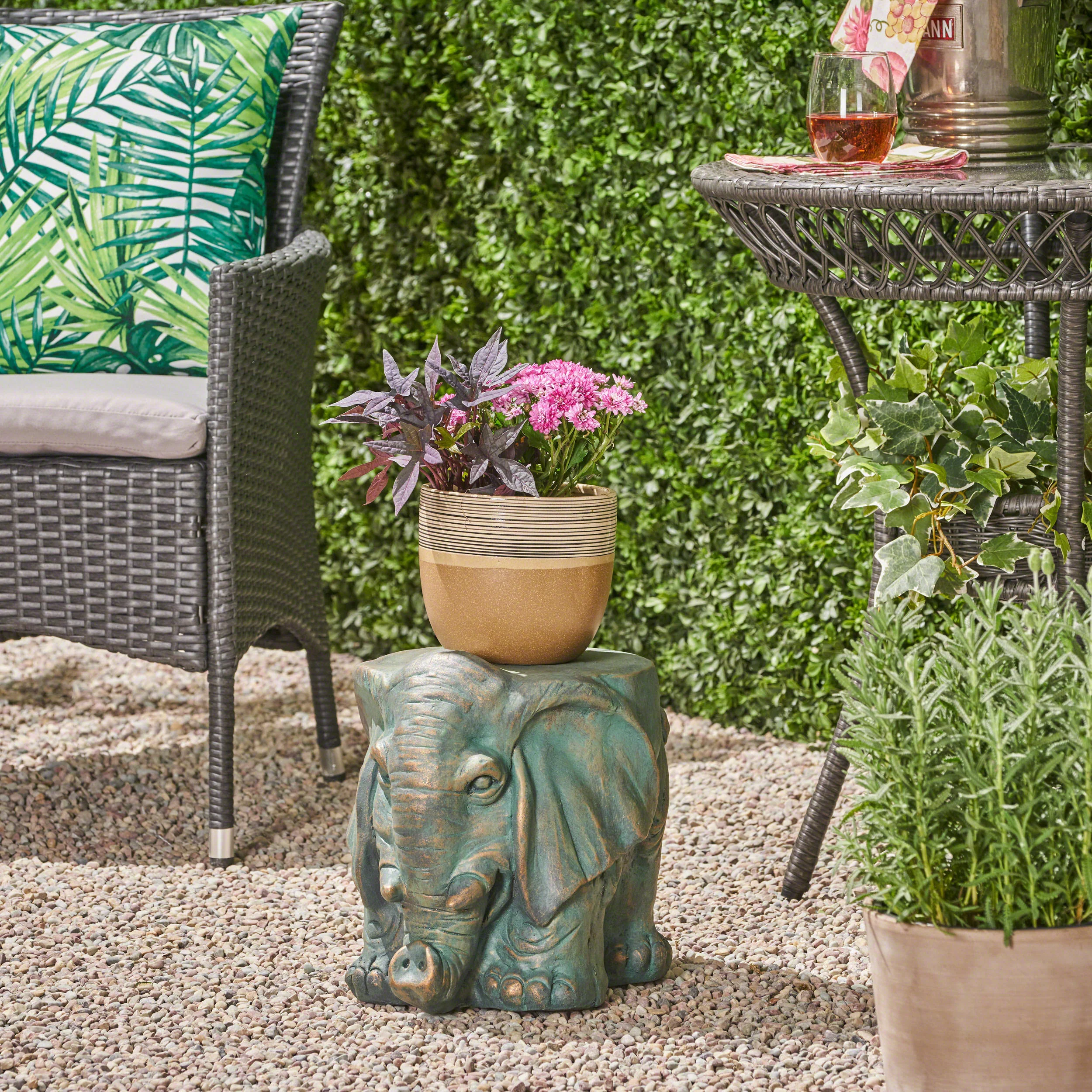 Salome Elephant Garden Stool - furnishings