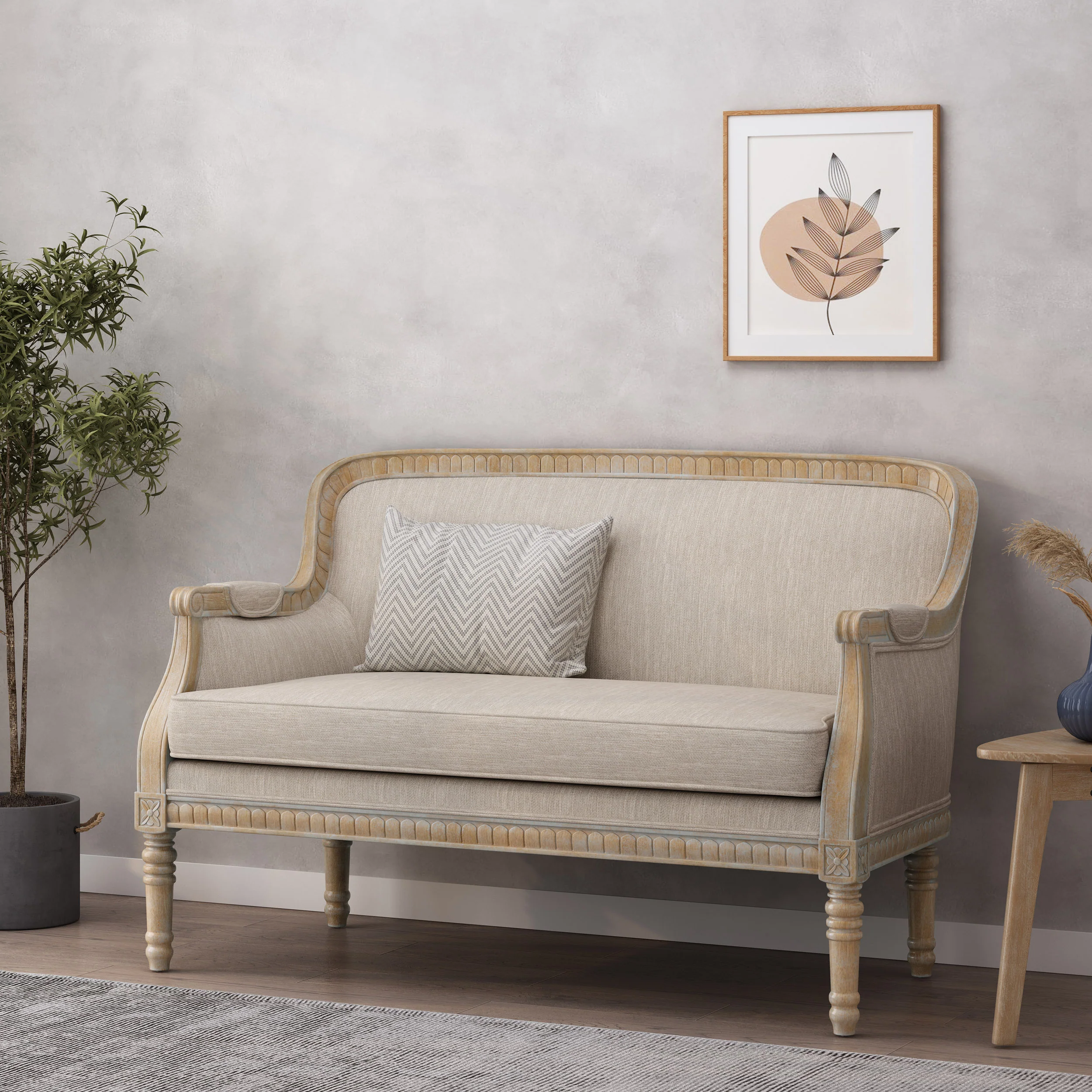 Alton French Country Fabric Upholstered Loveseat - furnishings