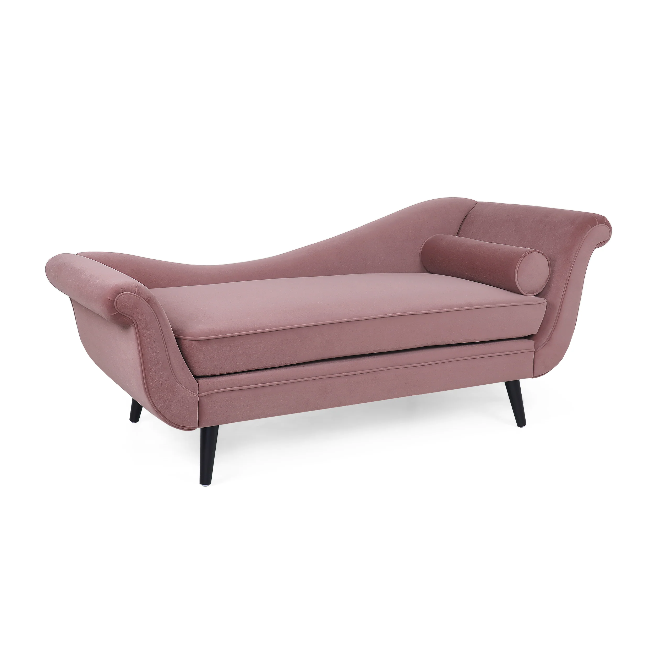 Jakyrah Contemporary Velvet Chaise Lounge with Scroll Arms - furnishings