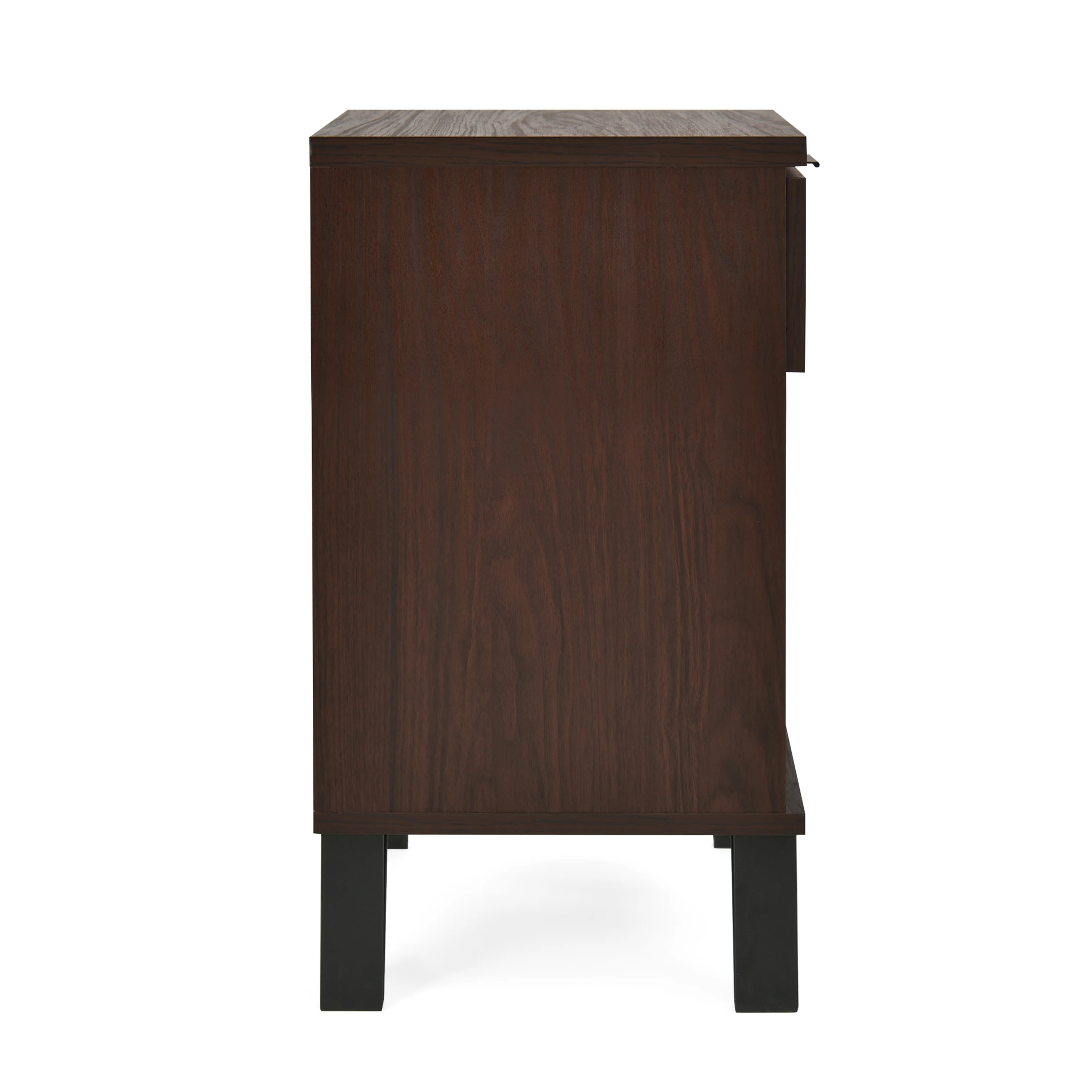 Demijen Modern Industrial Tall Nightstand with Drawer, Walnut and Matte Black - furnishings
