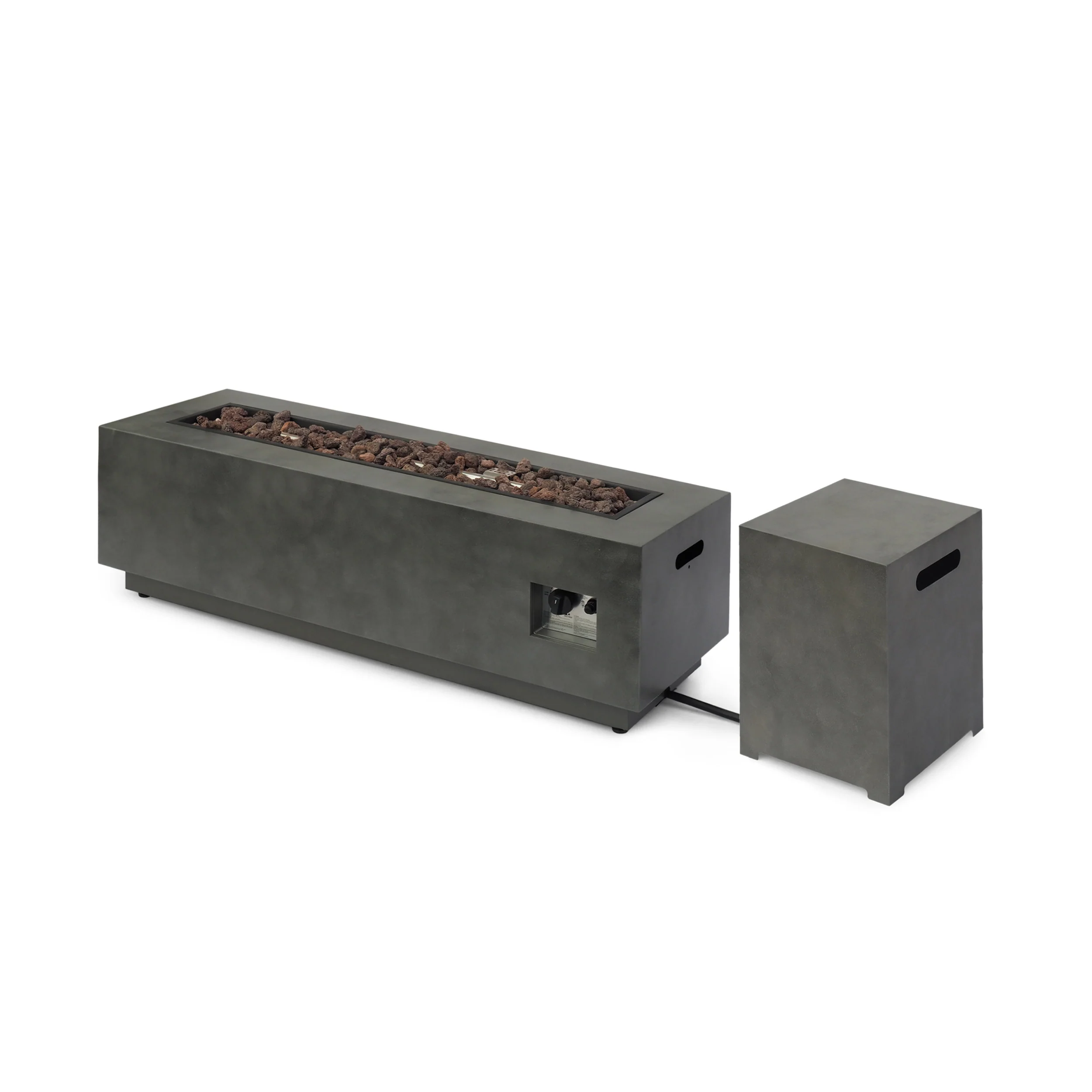 Jefferson Outdoor Rectangular Fire Pit with Tank Holder - furnishings