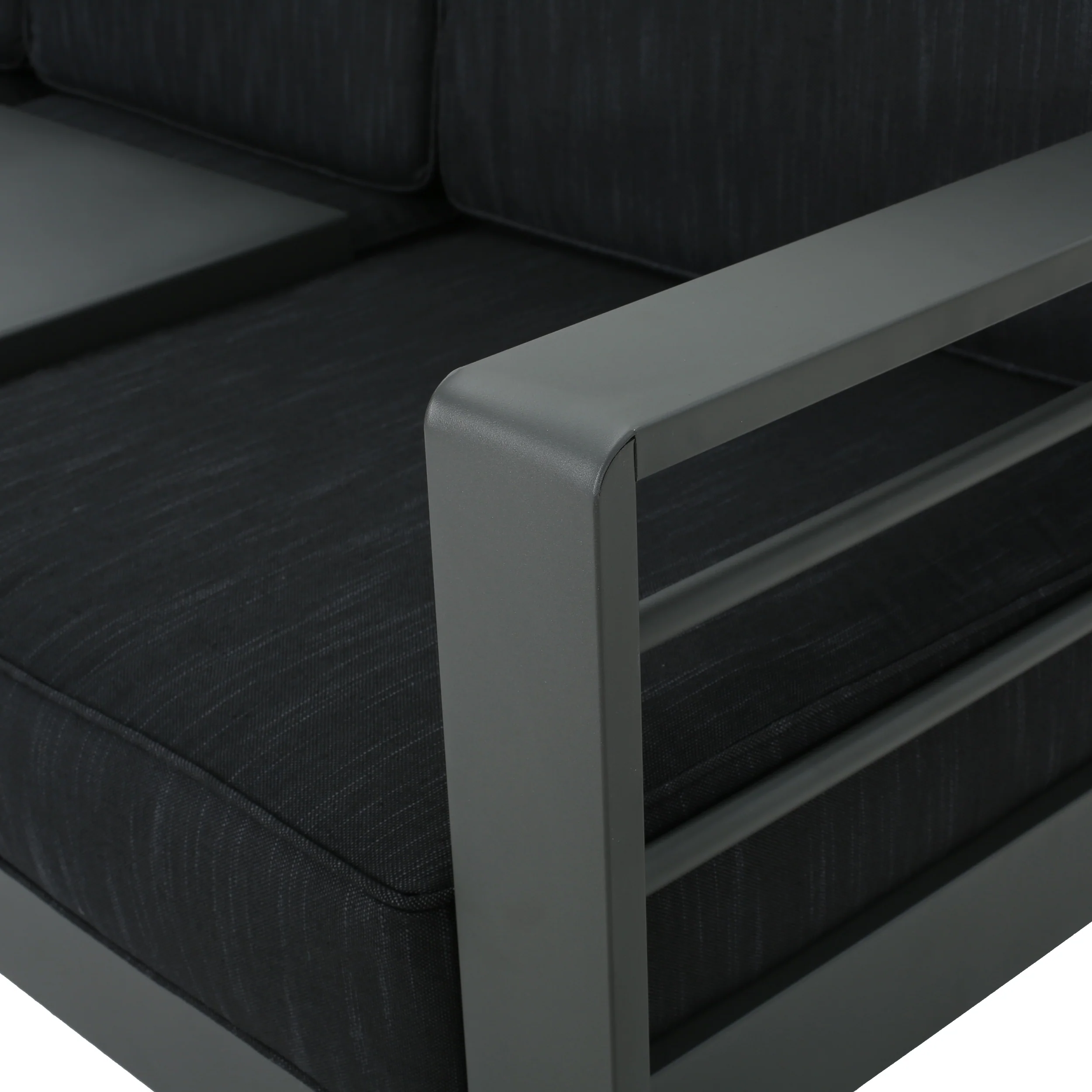 Crested Bay Outdoor Gray Aluminum 4 Piece Sofa Chat Set with Cushions - furnishings