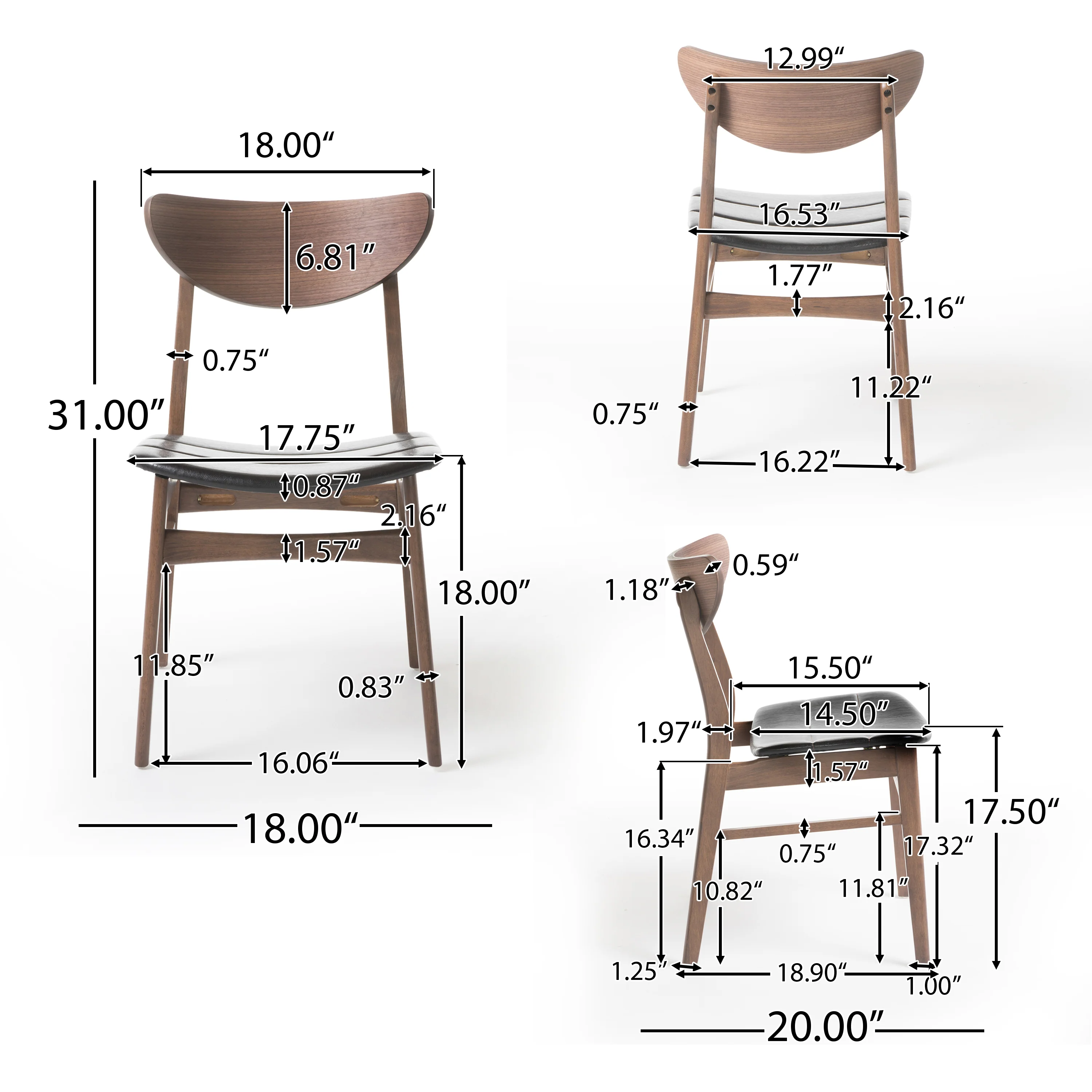 Camilla Mid Century Modern Faux Leather Upholstered Wood Dining Chairs (Set of 2) - furnishings