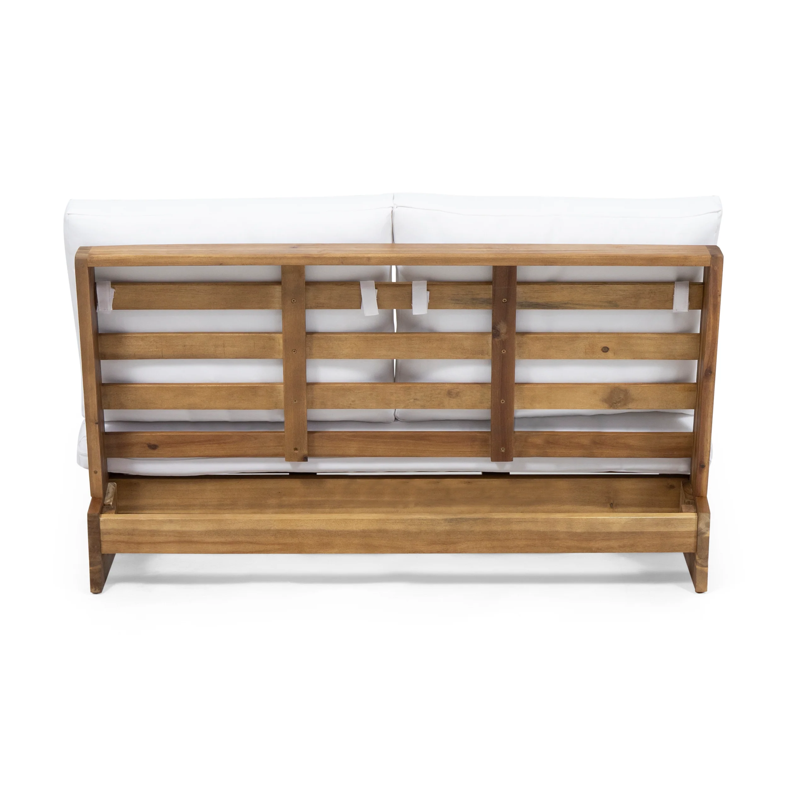 Emma Outdoor Acacia Wood Loveseat with Cushions - furnishings
