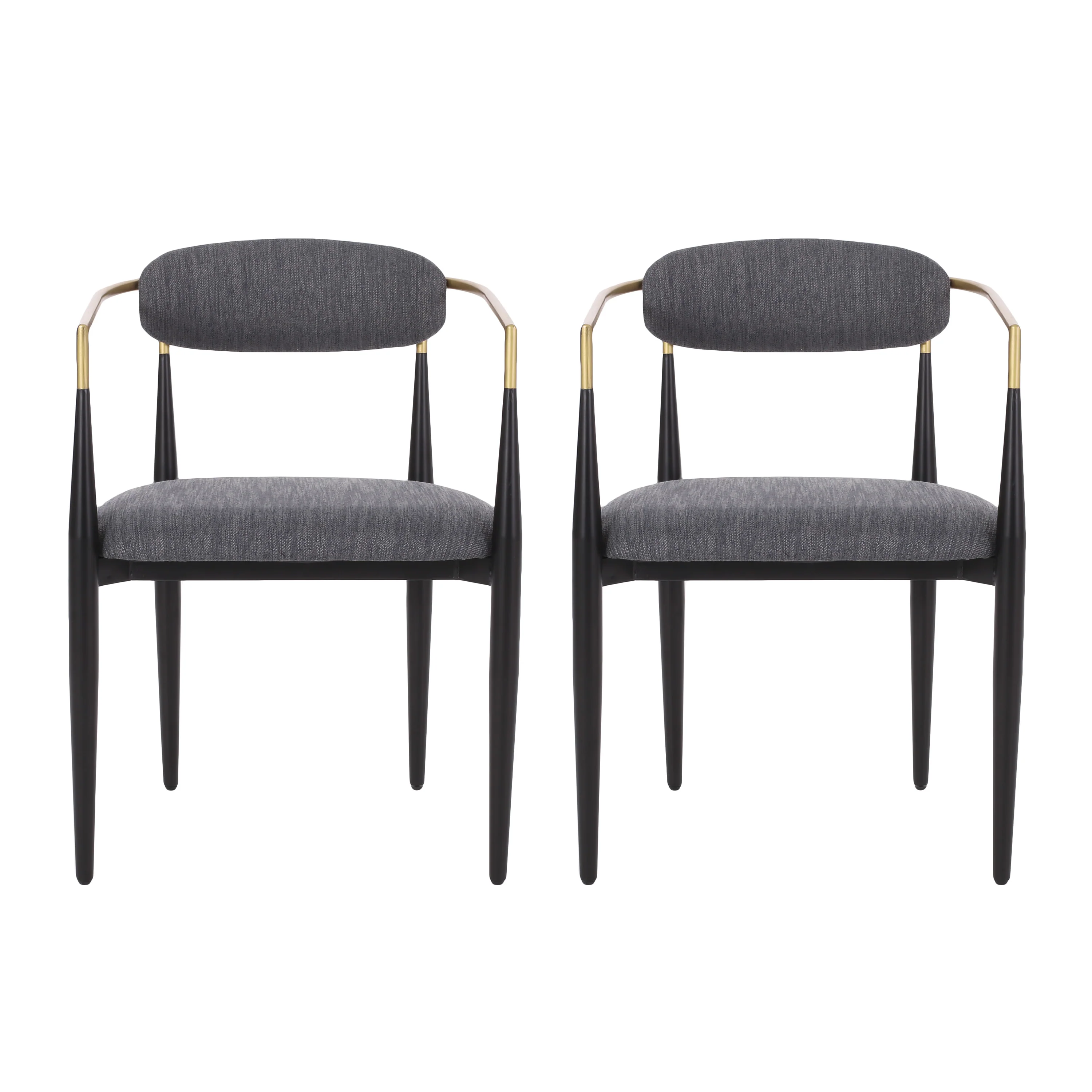 Camas Modern Fabric Upholstered Iron Dining Chairs, Set of 2 - furnishings