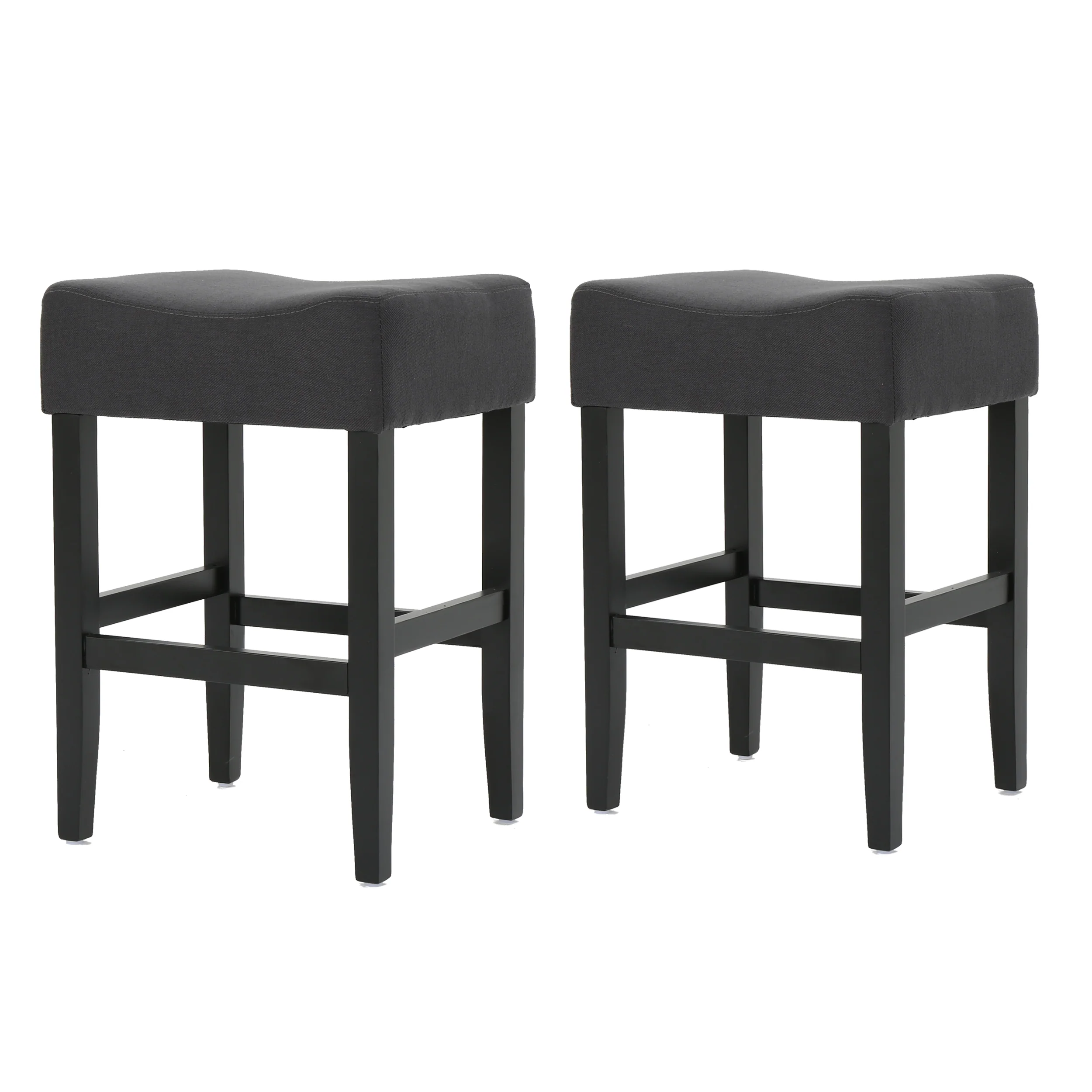 Portofino 26-Inch Backless Dark Charcoal Fabric Counter Stools (Set of 2) - furnishings