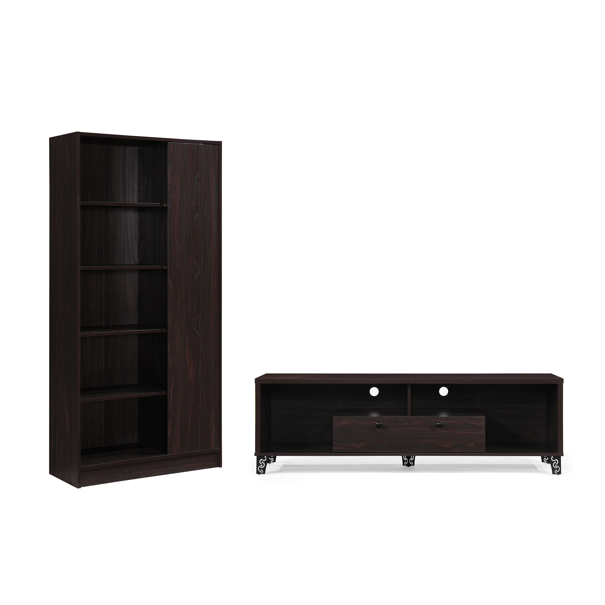 Voss Mid Century 2 Piece TV Stand & Bookcase Set - furnishings