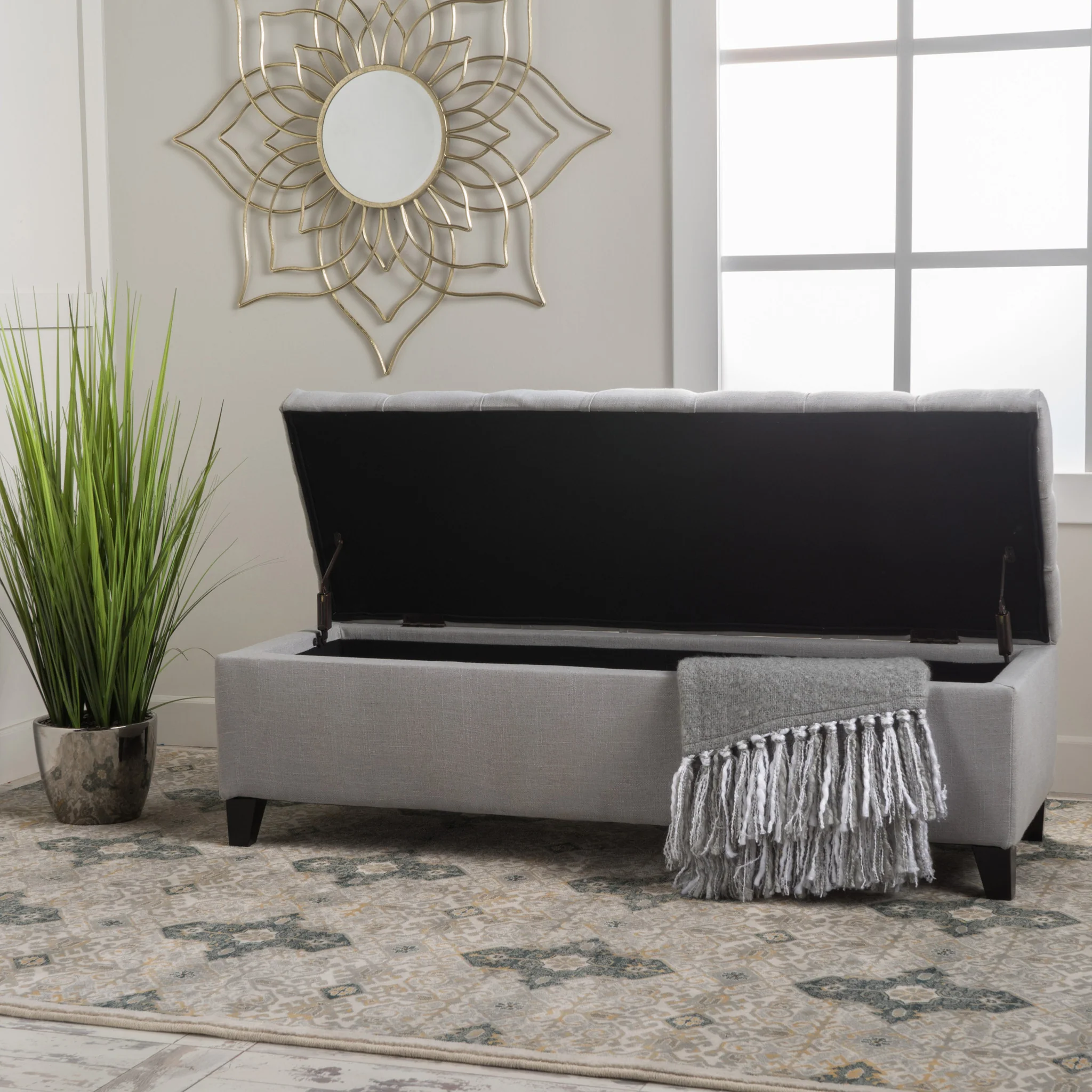 Molle Contemporary Button-Tufted Fabric Storage Ottoman Bench - furnishings