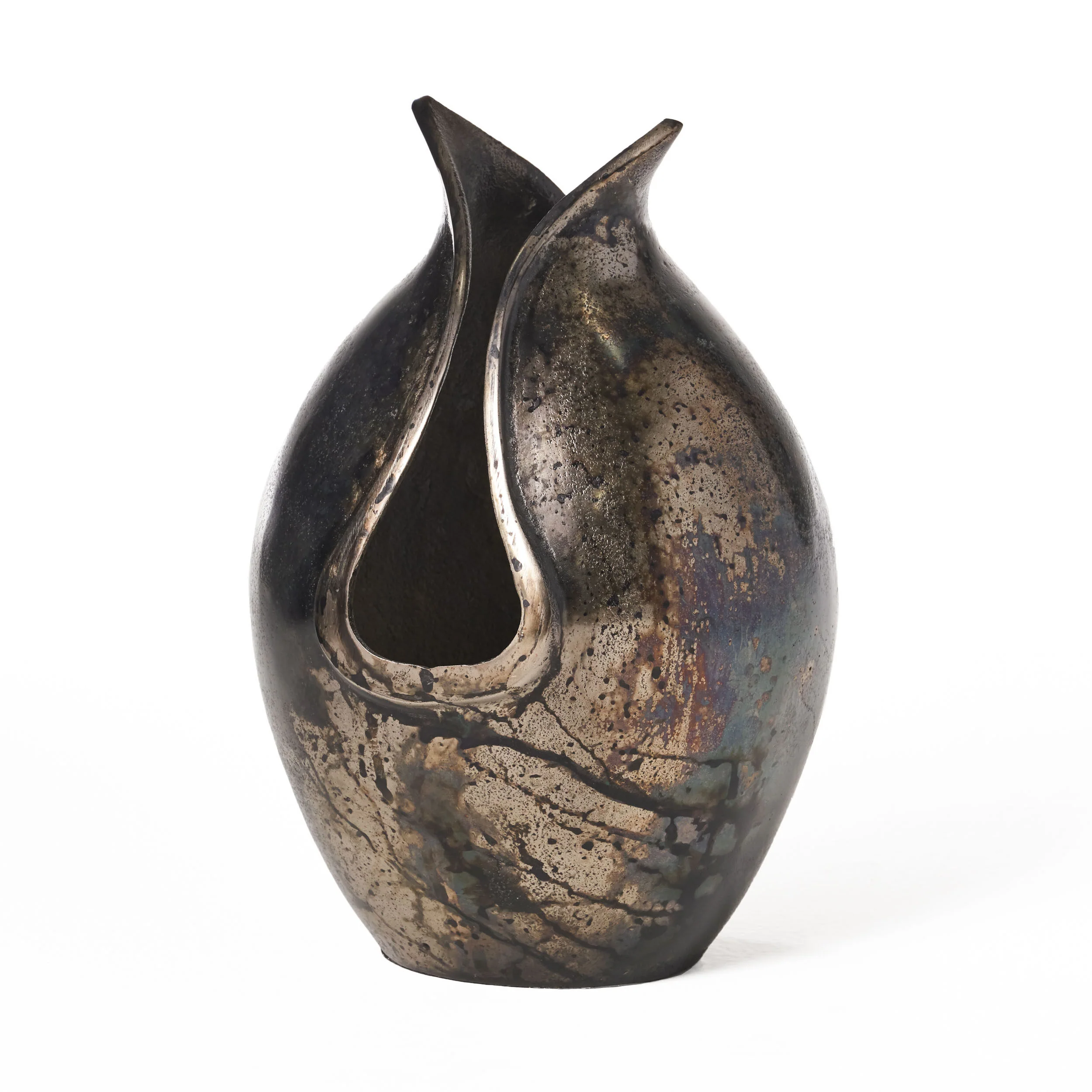 Thiago Handcrafted Aluminum Decorative Vase, Charcoal - furnishings