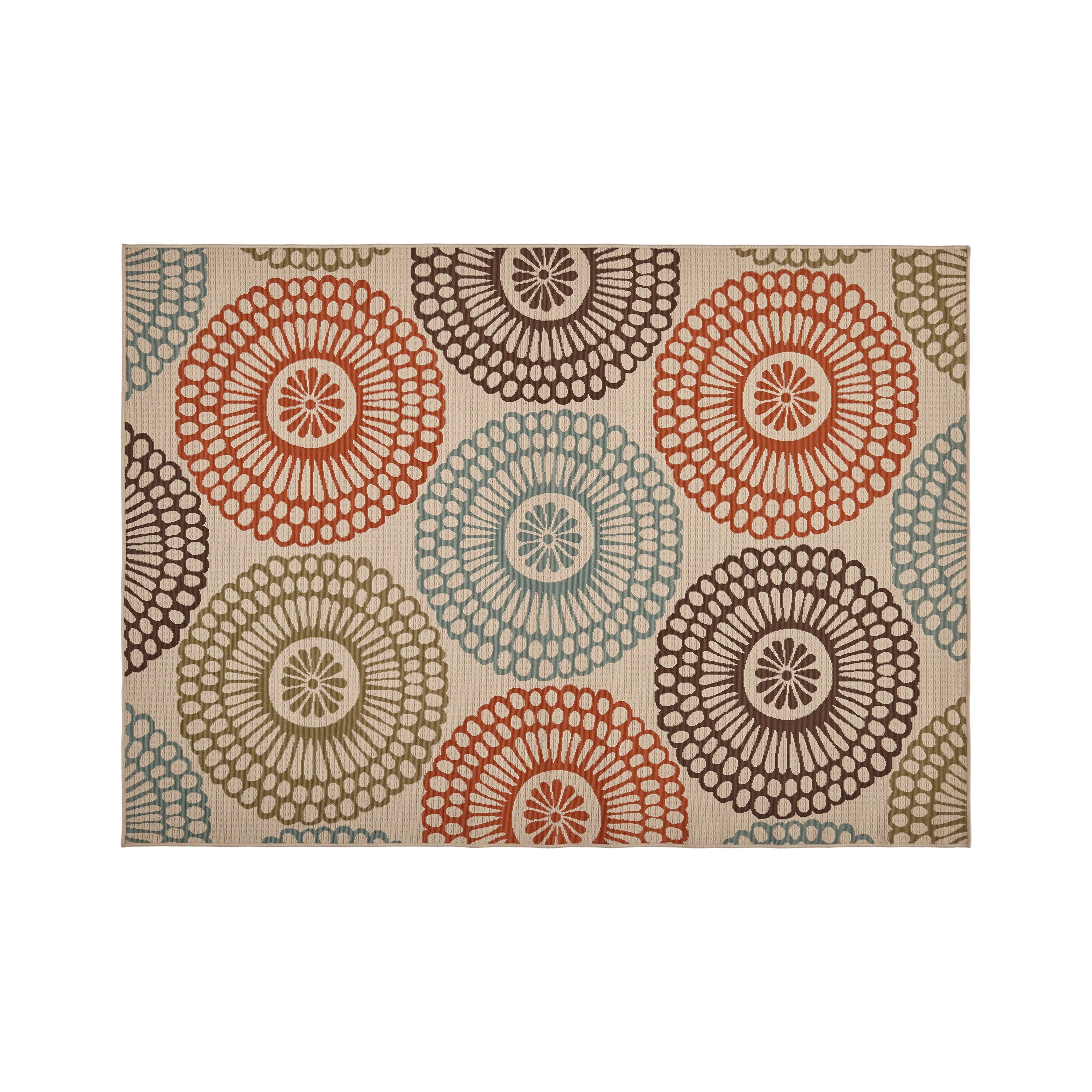 Pine Indoor/Outdoor Floral Area Rug, Beige and Multicolored - furnishings