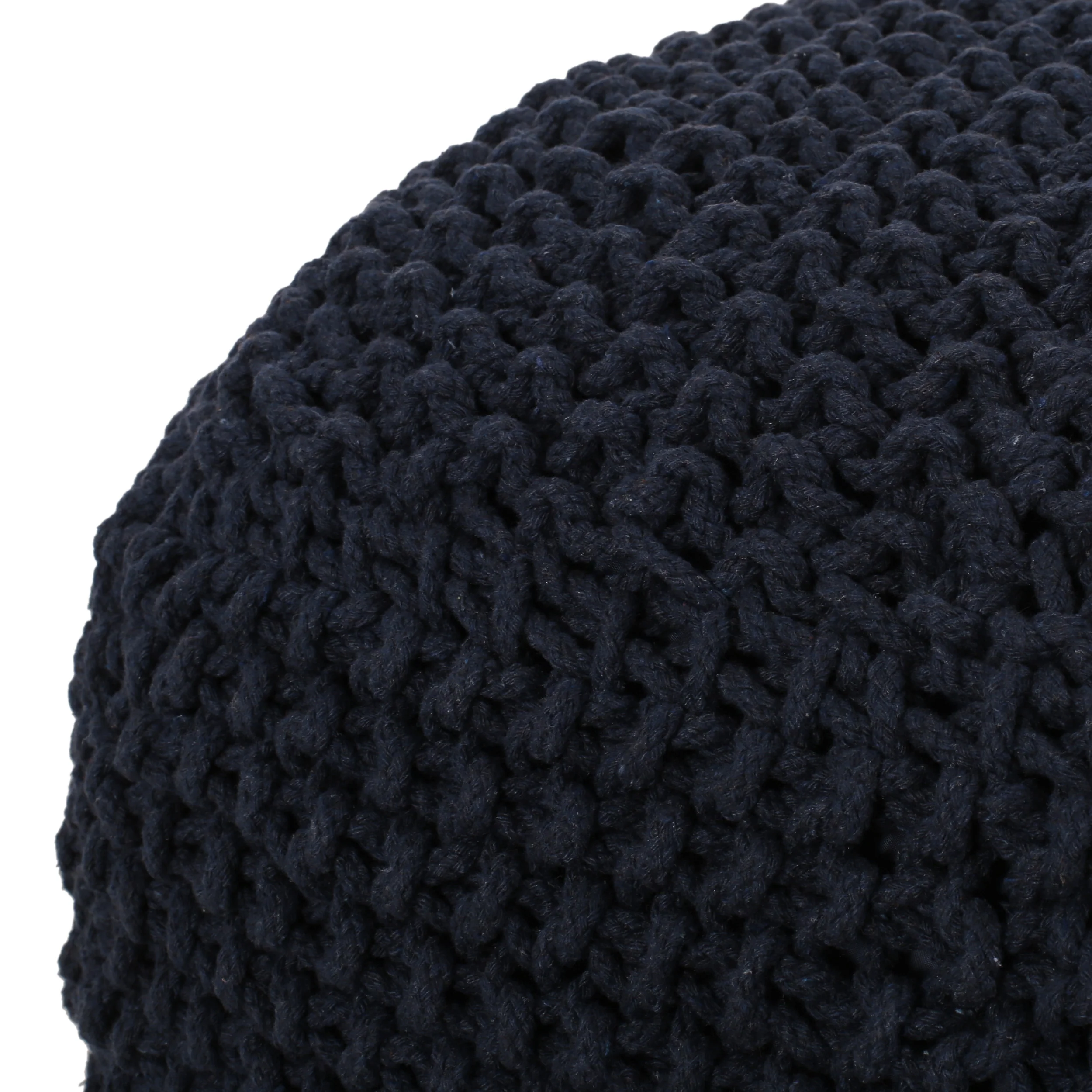 Teresa Modern Knitted Cotton Cube Pouf - furnishings