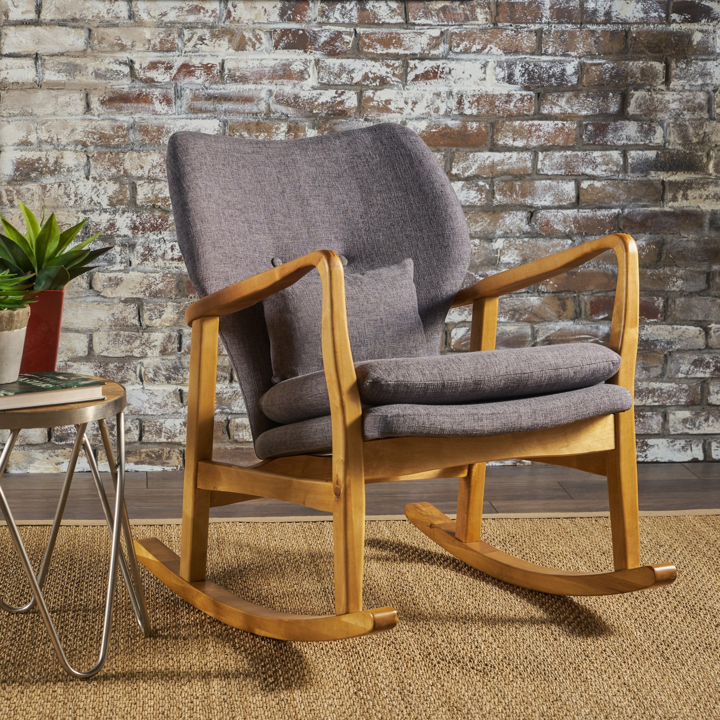 Balen Mid Century Modern Fabric Rocking Chair - furnishings