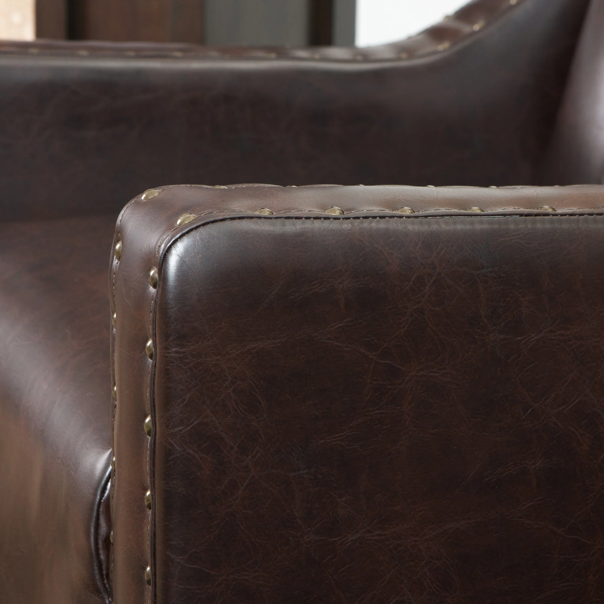 Nottingham Tufted Brown Leather Club Chair - furnishings