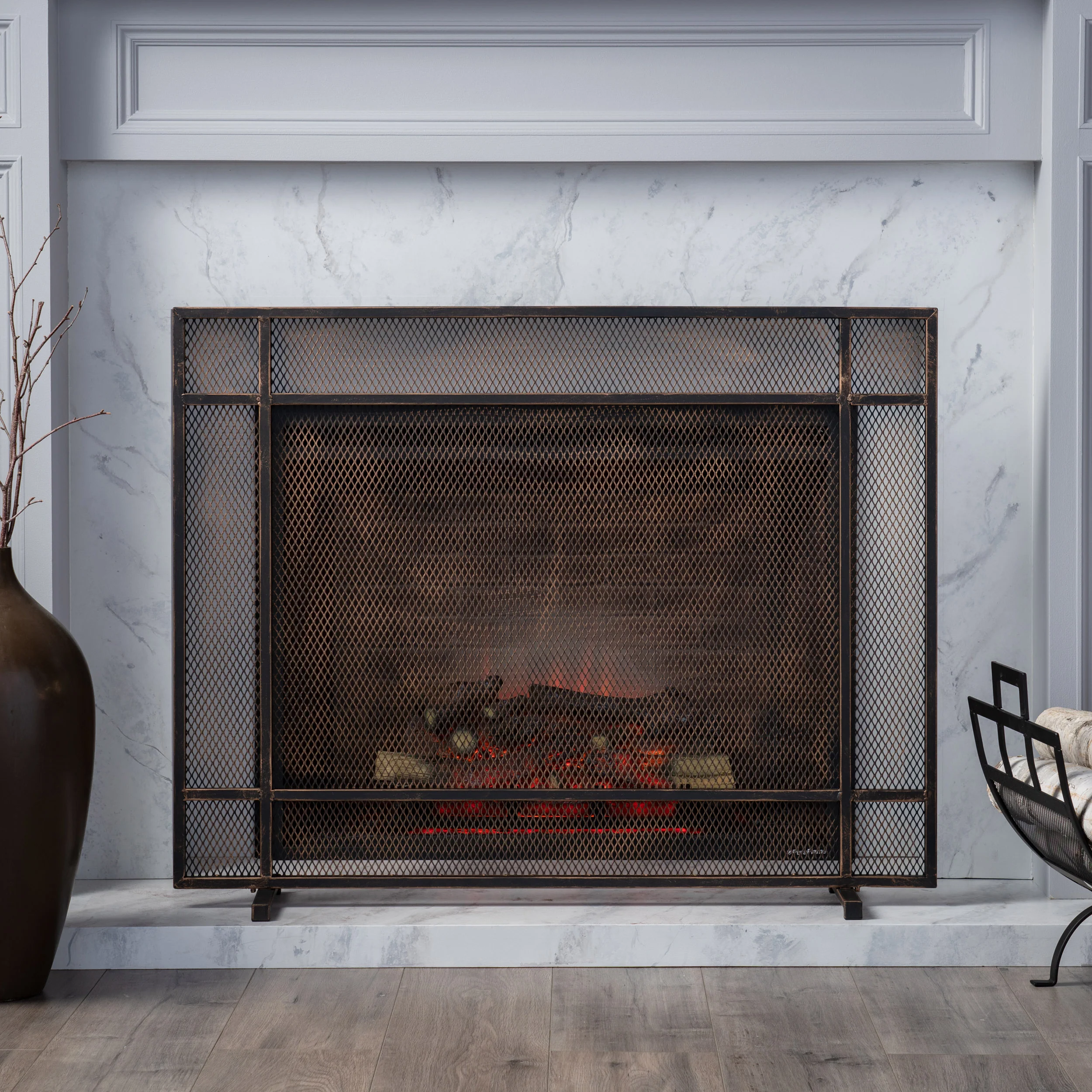 Markus Modern Single Panel Iron Firescreen - furnishings