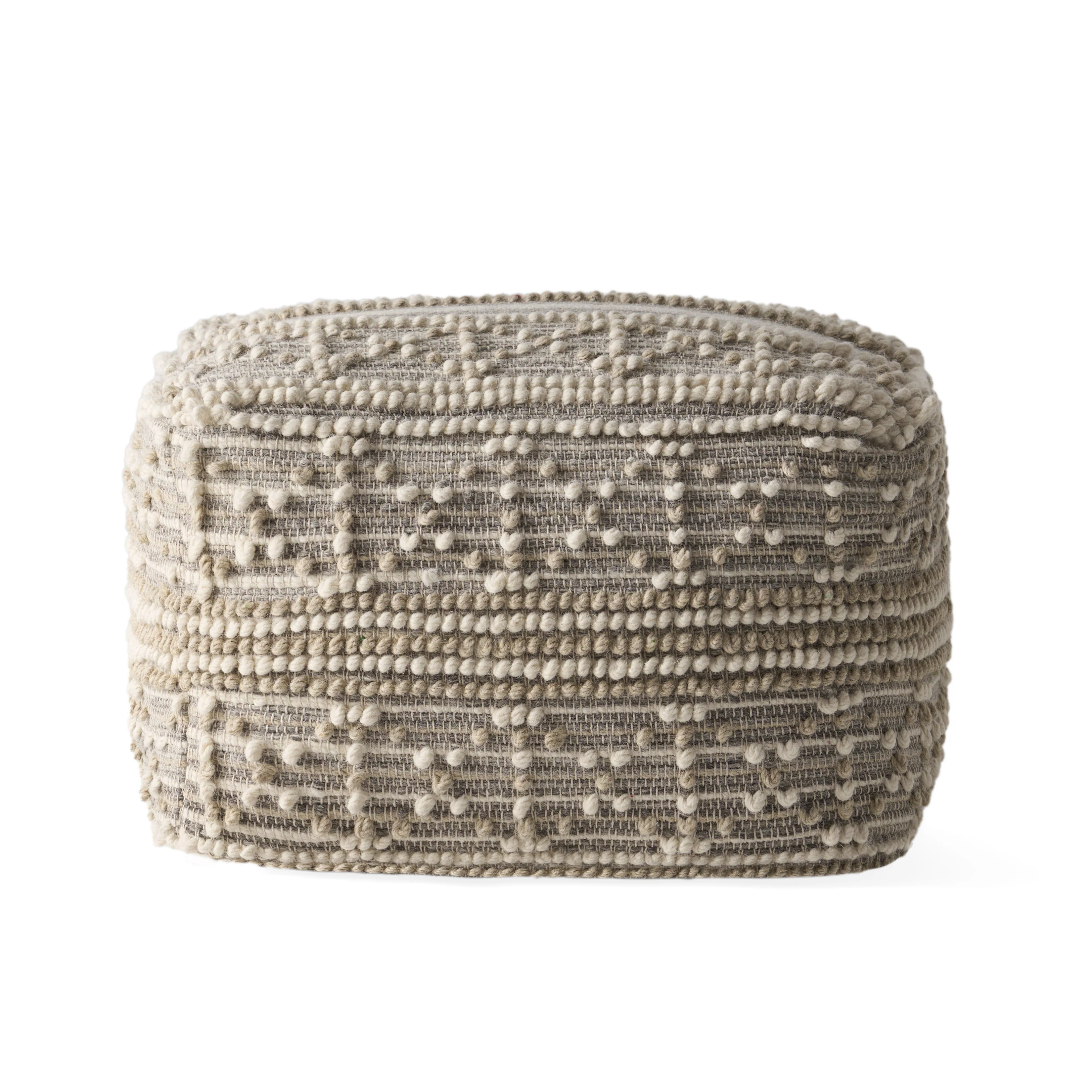 Everliegh Contemporary Wool and Cotton Pouf Ottoman - furnishings