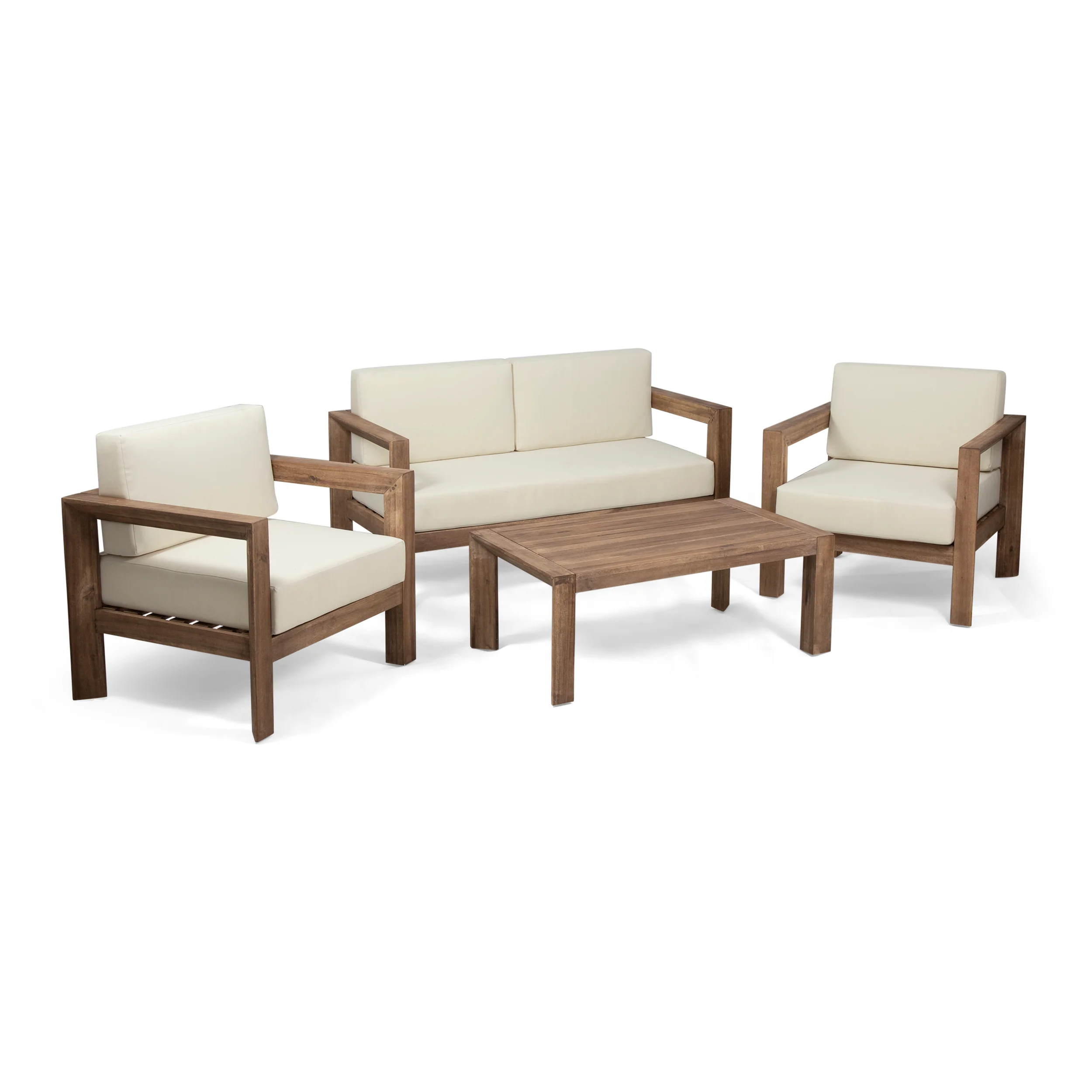 Rosemary Outdoor 4 Seater Acacia Wood Chat Set - furnishings