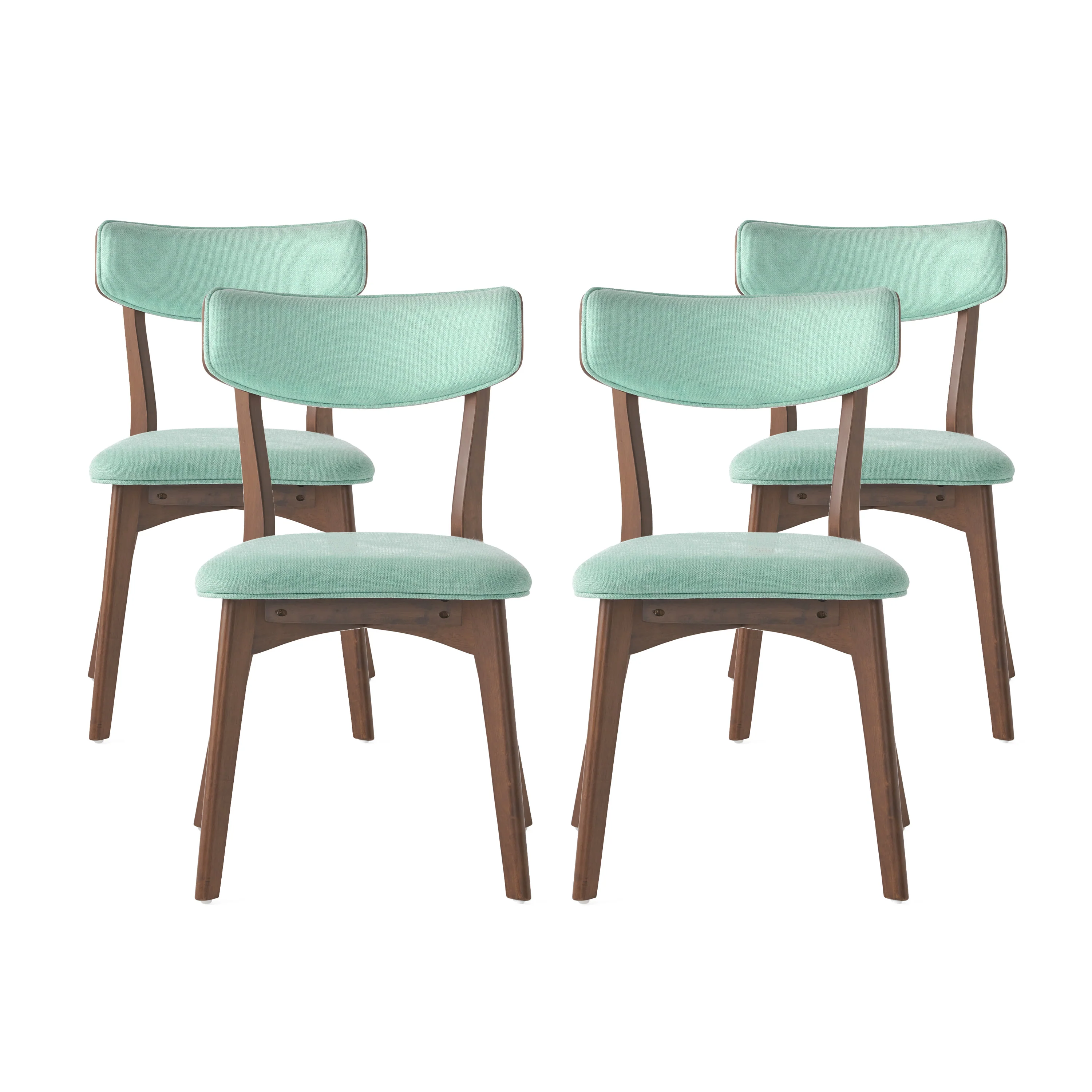 Wrene Mid-Century Walnut Finished Frame Dining Chairs, Set of 4 - furnishings