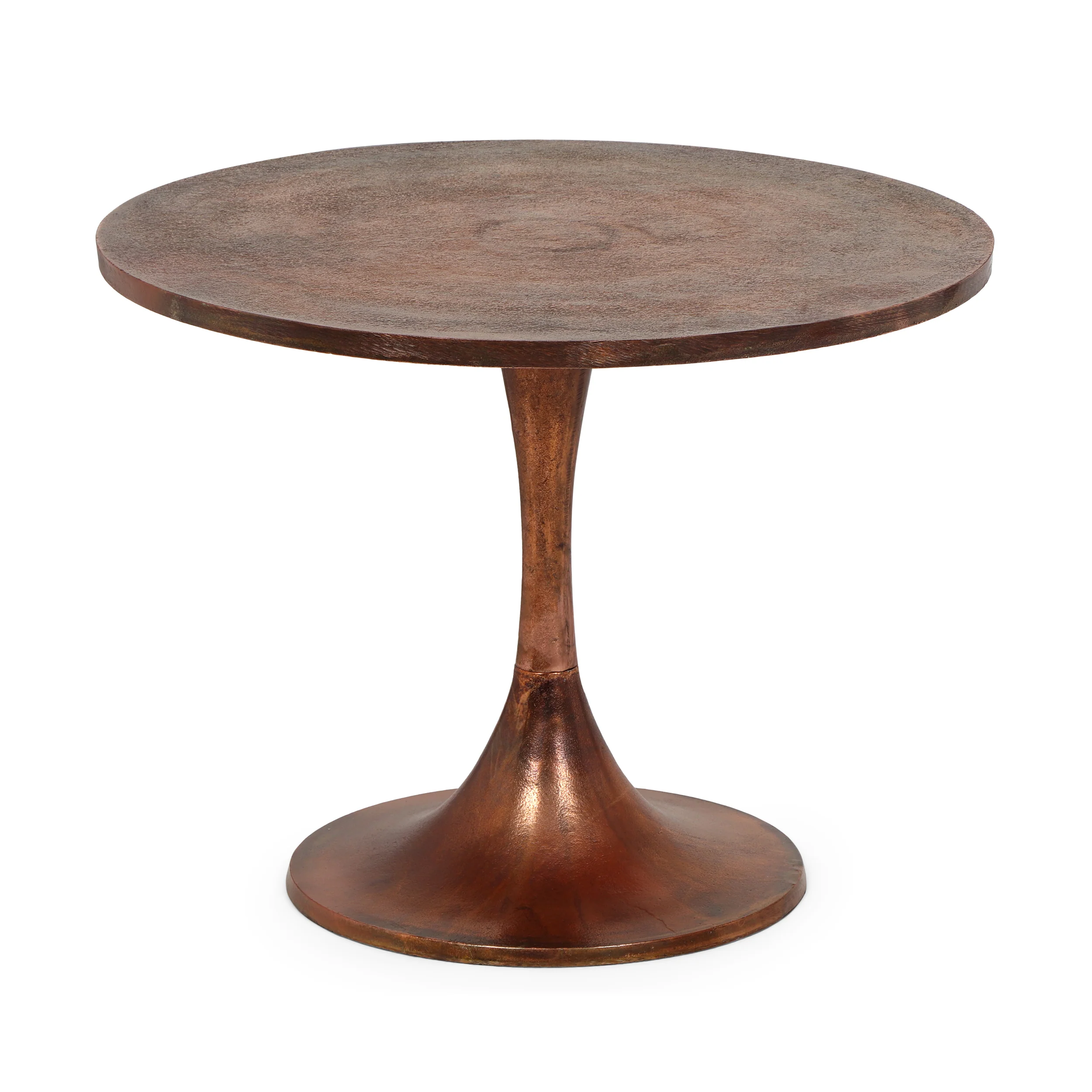 Elliston Boho Handcrafted Aluminum Tulip Accent Table, Burnt Copper - furnishings
