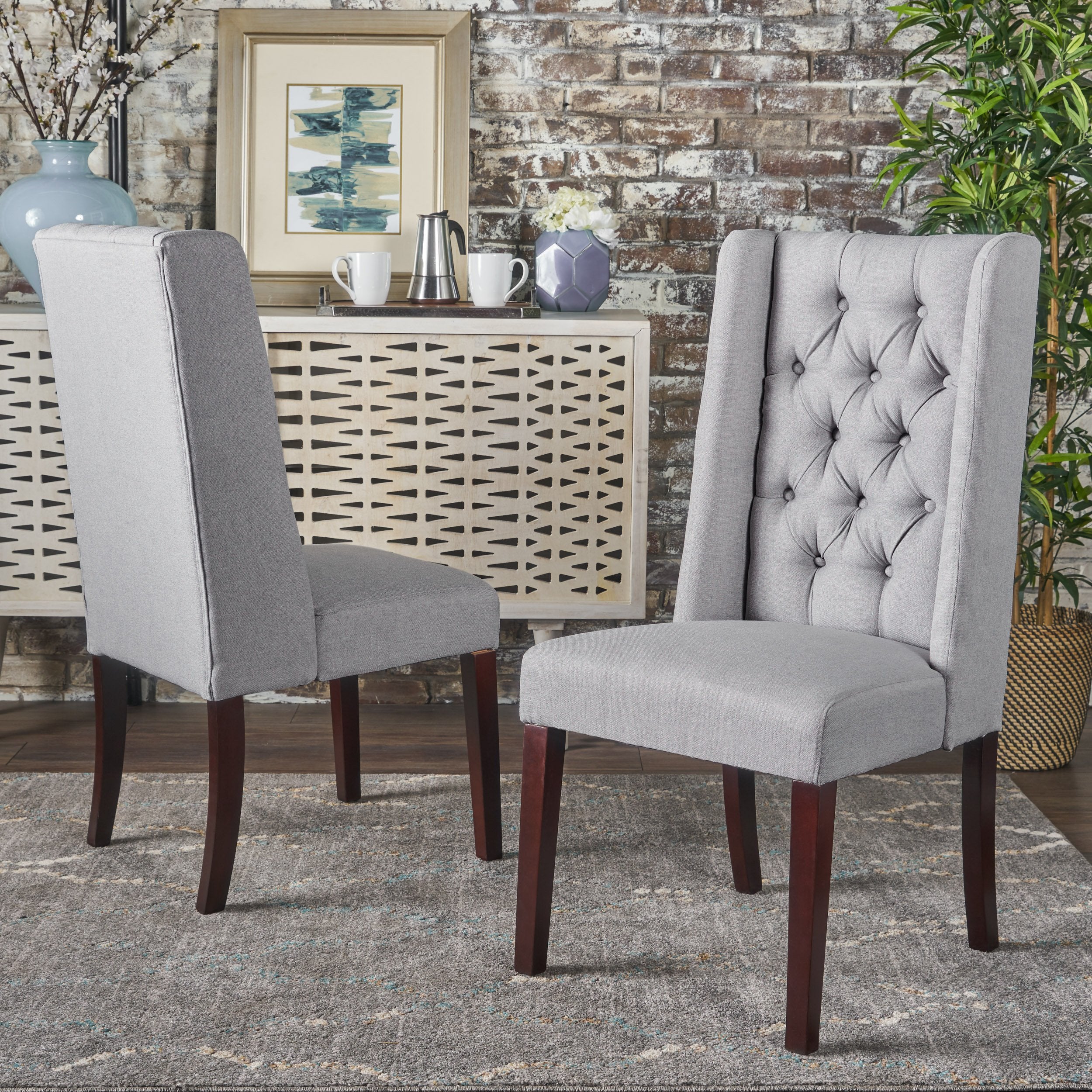 Billings Tufted Fabric High Back Dining Chairs (Set of 2) - furnishings