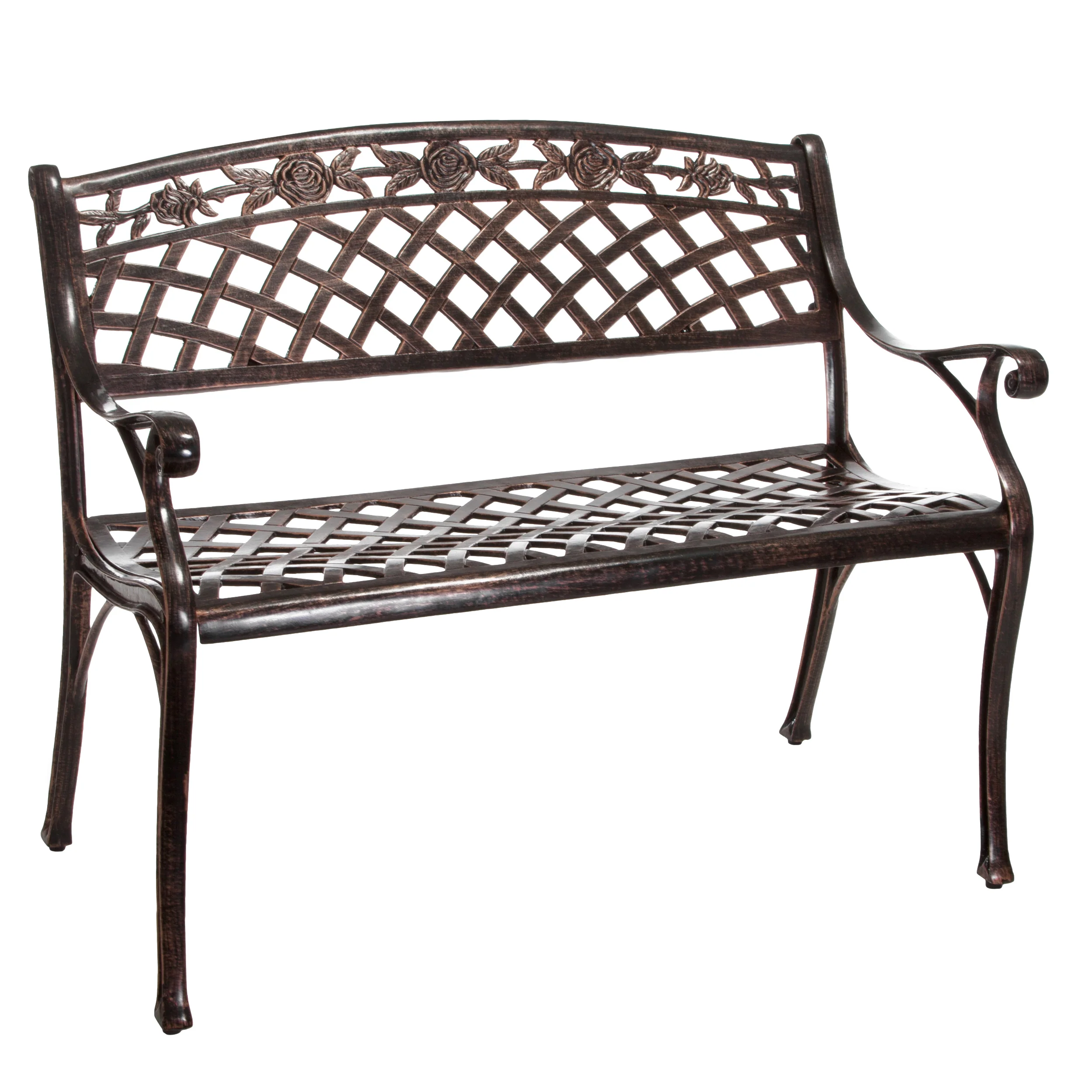 Casablanca Outdoor Copper Cast Aluminum Bench - furnishings