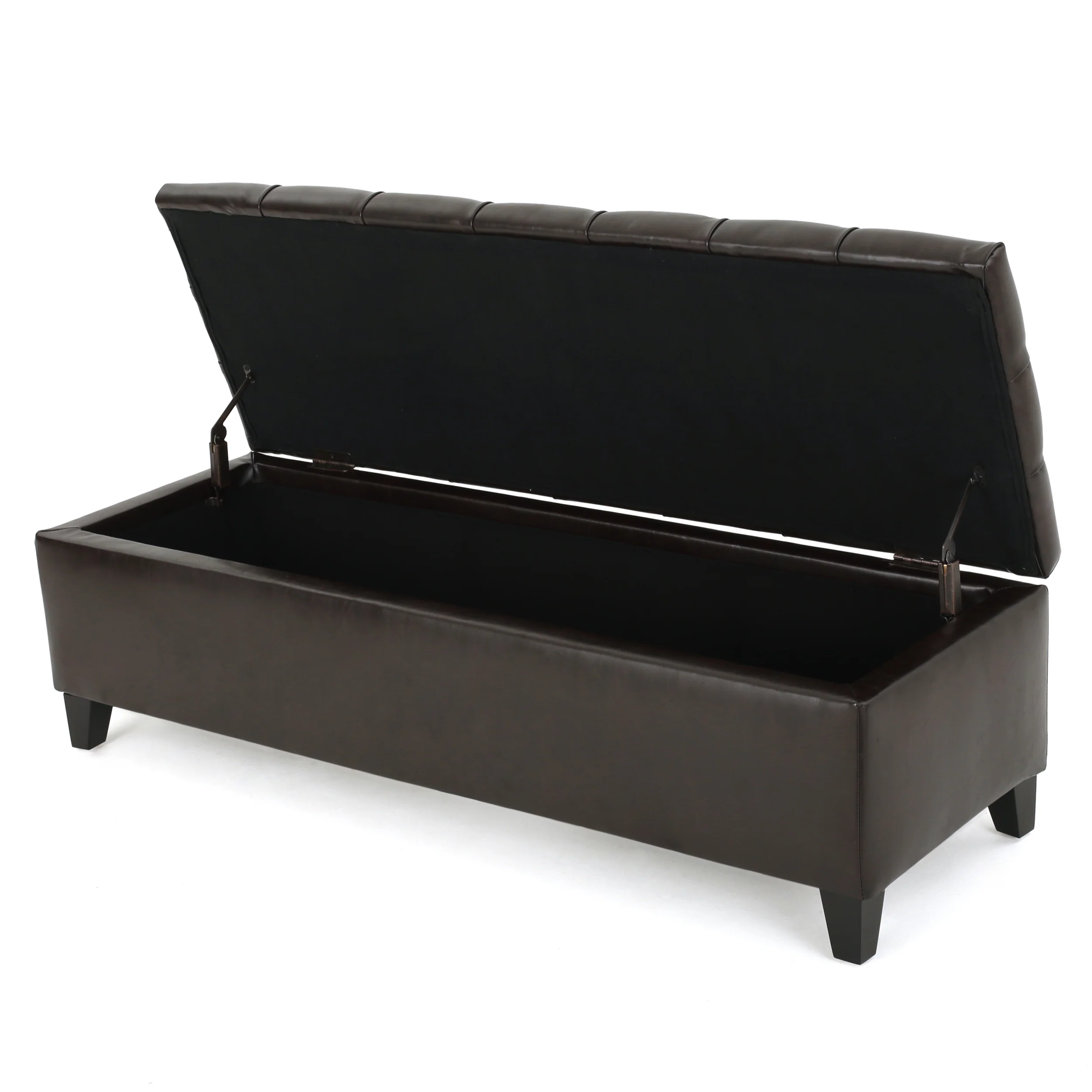 Molle Contemporary Button-Tufted Leather Storage Ottoman Bench - furnishings