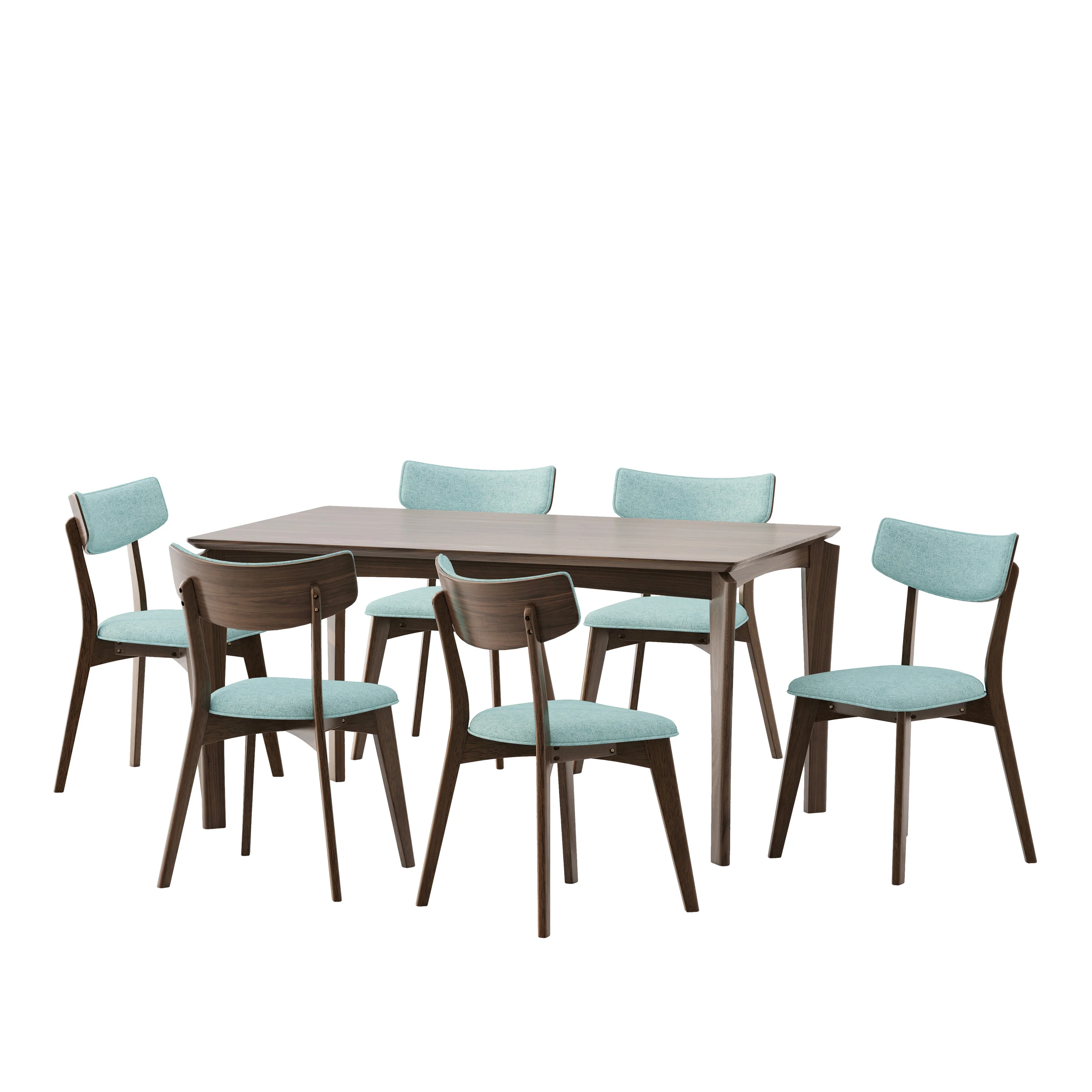 Carnelian Wood and Fabric 7 Piece Dining Set - furnishings
