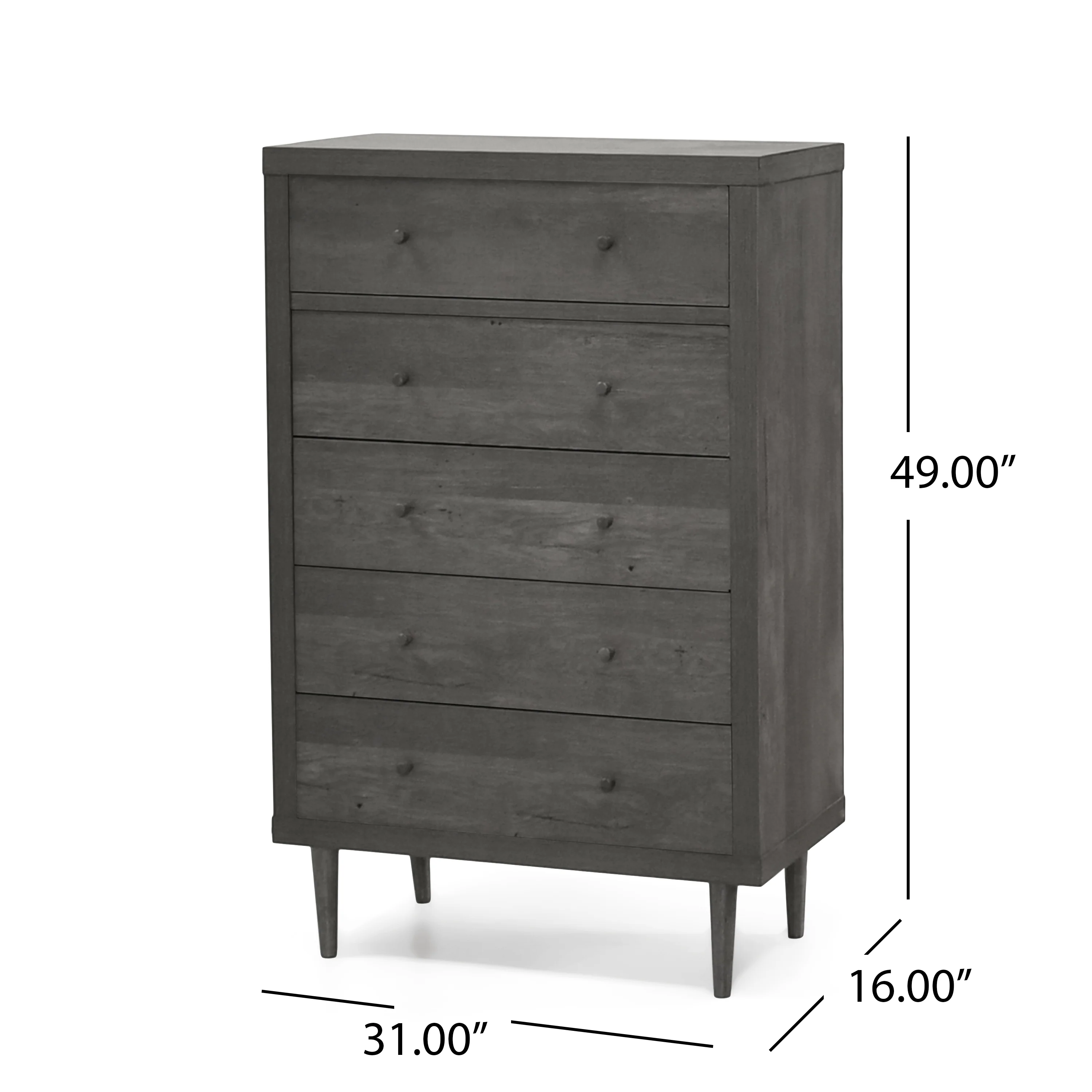 Farhart Mid Century Modern 5 Drawer Dresser - furnishings