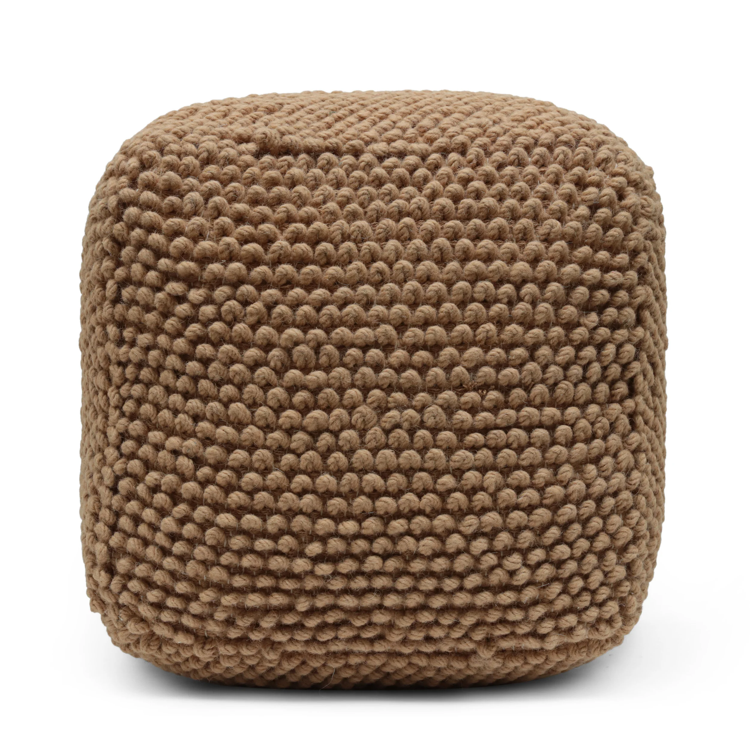 Devries Boho Handcrafted Tufted Fabric Cube Pouf - furnishings