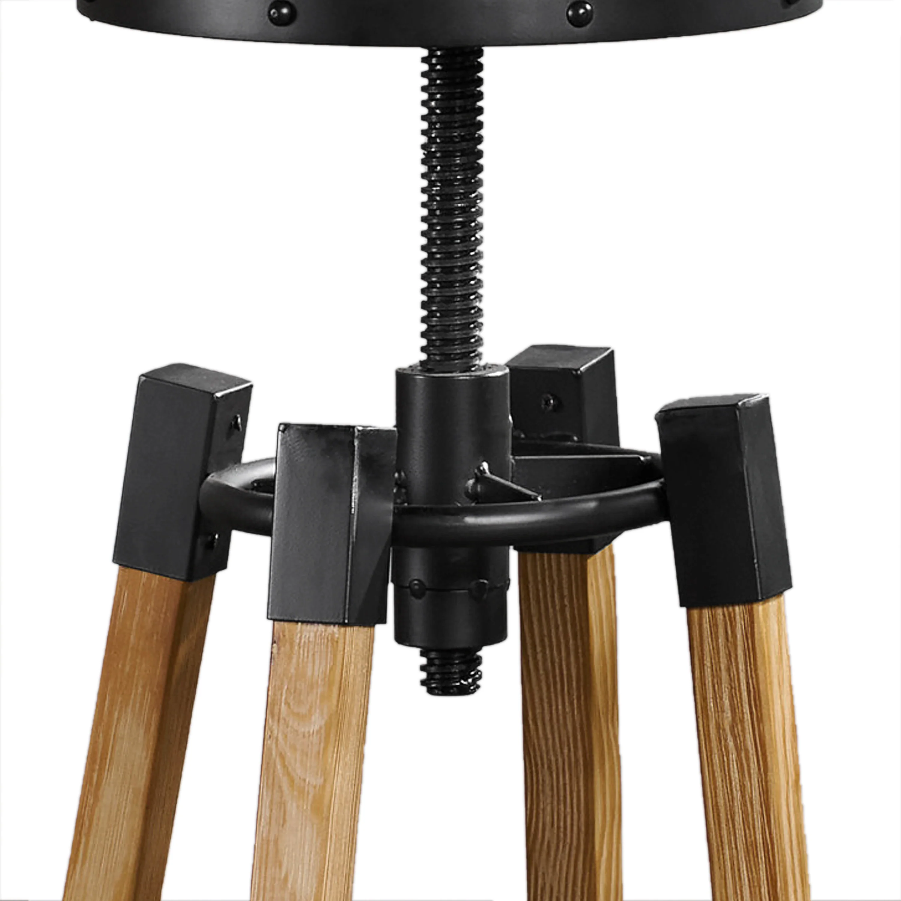 Javadel Modern Industrial Antique Firwood Adjustable Barstool with Iron Accents - furnishings