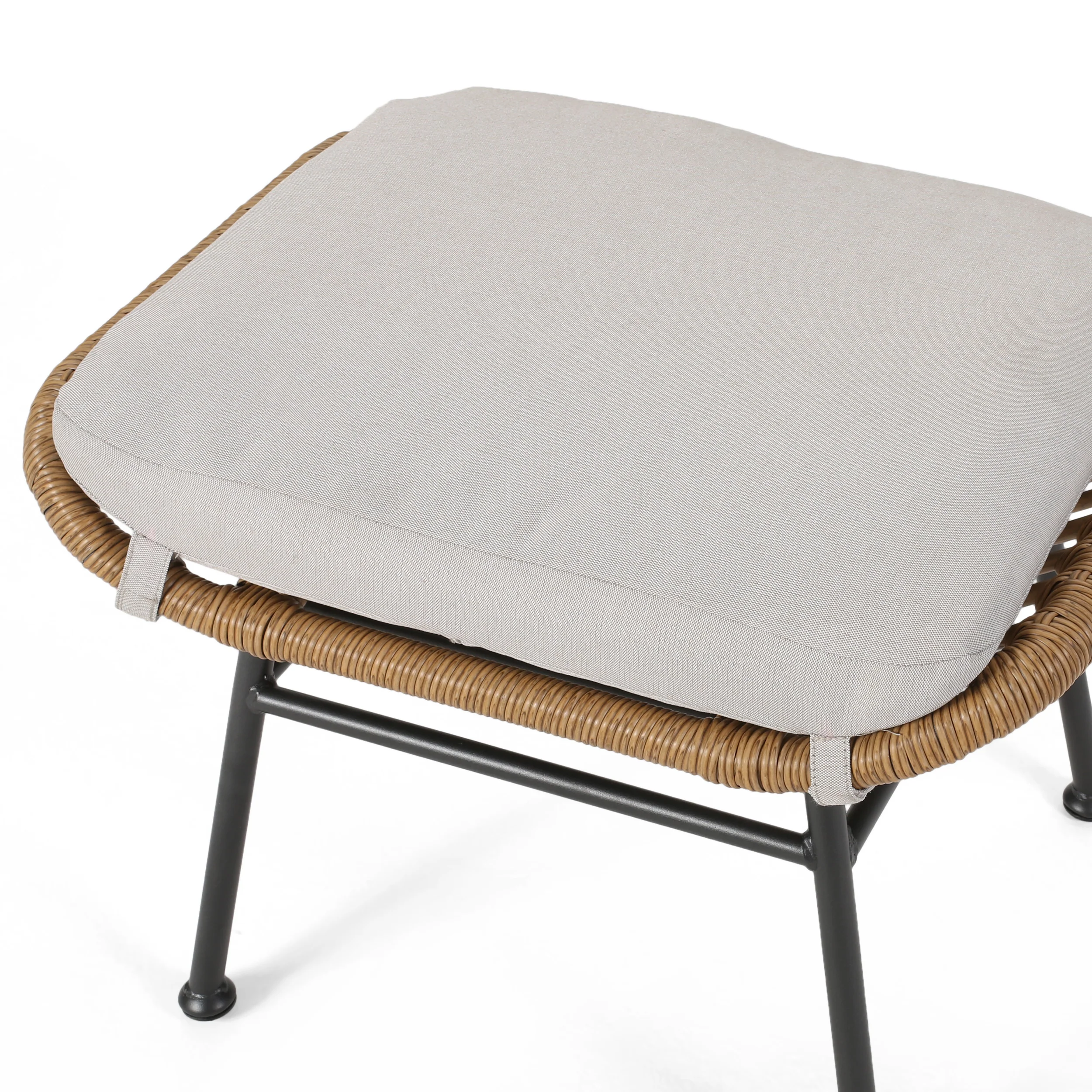 Gloria Outdoor Modern Boho Wicker Ottoman (Set of 2) - furnishings
