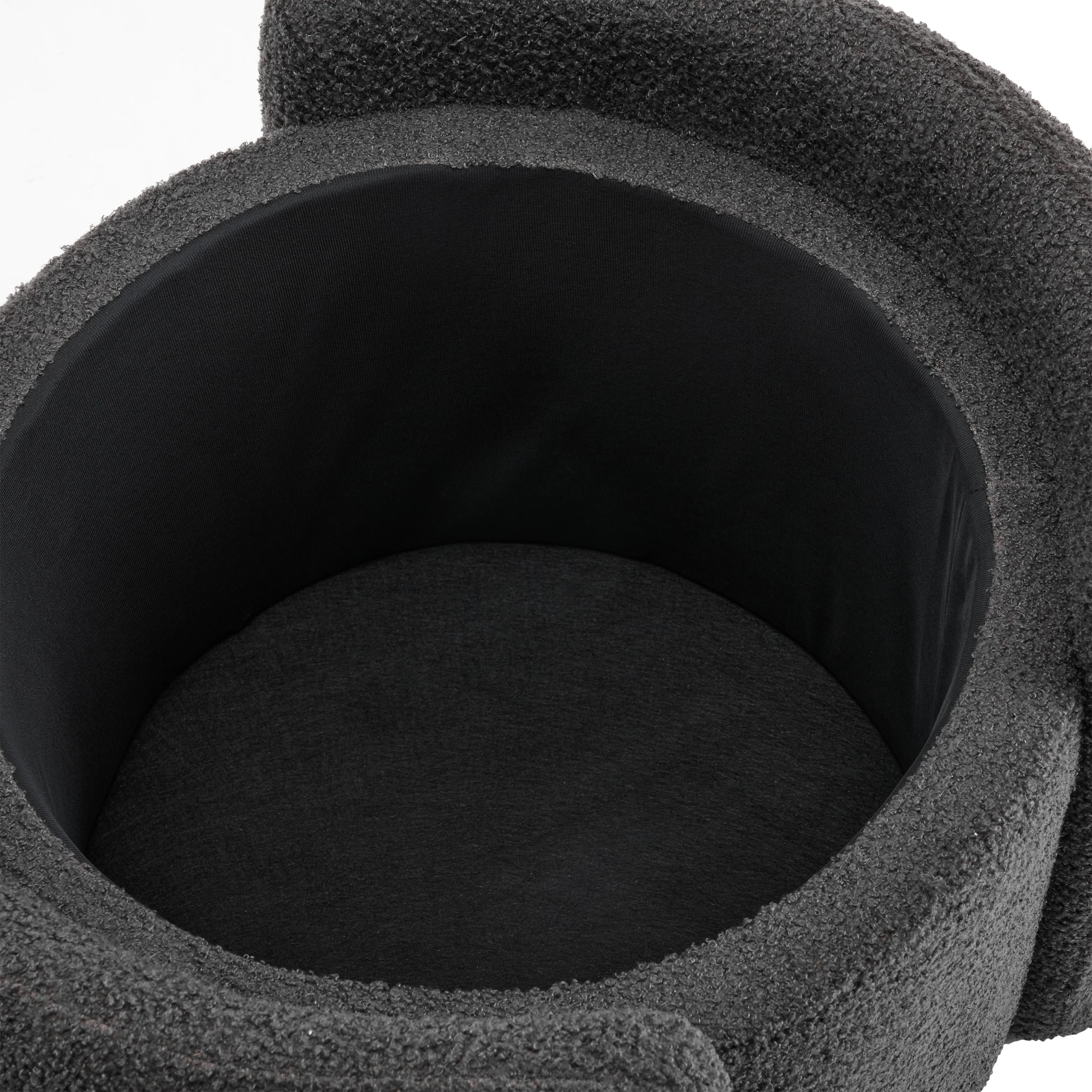 Cozy Lamb Fleece Oval Storage Ottoman Footstool Bench - furnishings