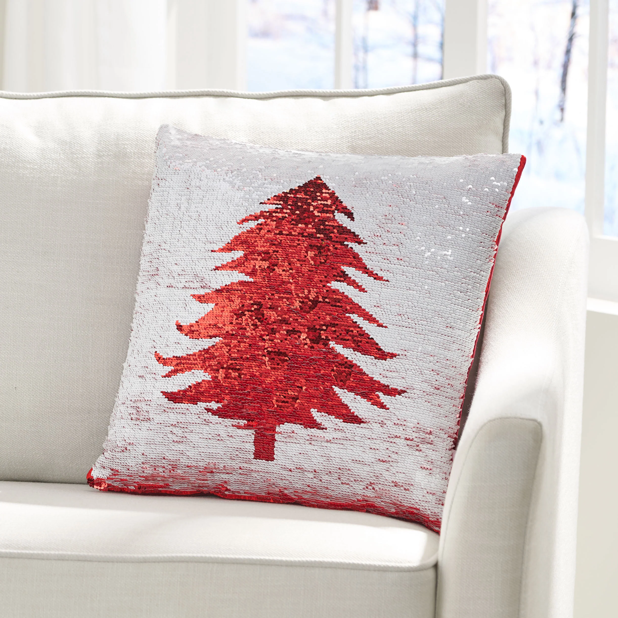 Romious Glam Sequin Christmas Throw Pillow - furnishings