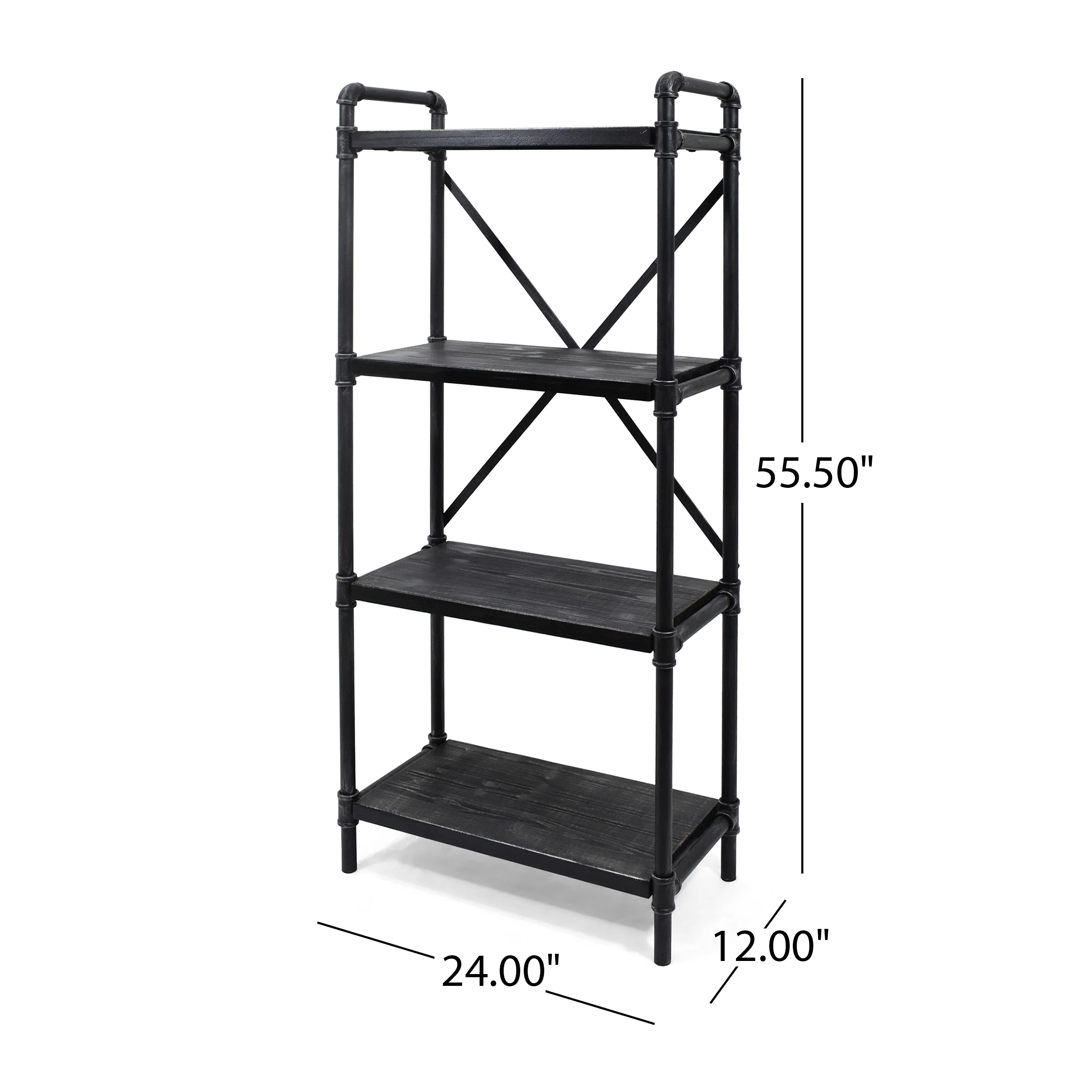 Astrid Industrial Pipe Design 4-Shelf Etagere Bookcase - furnishings