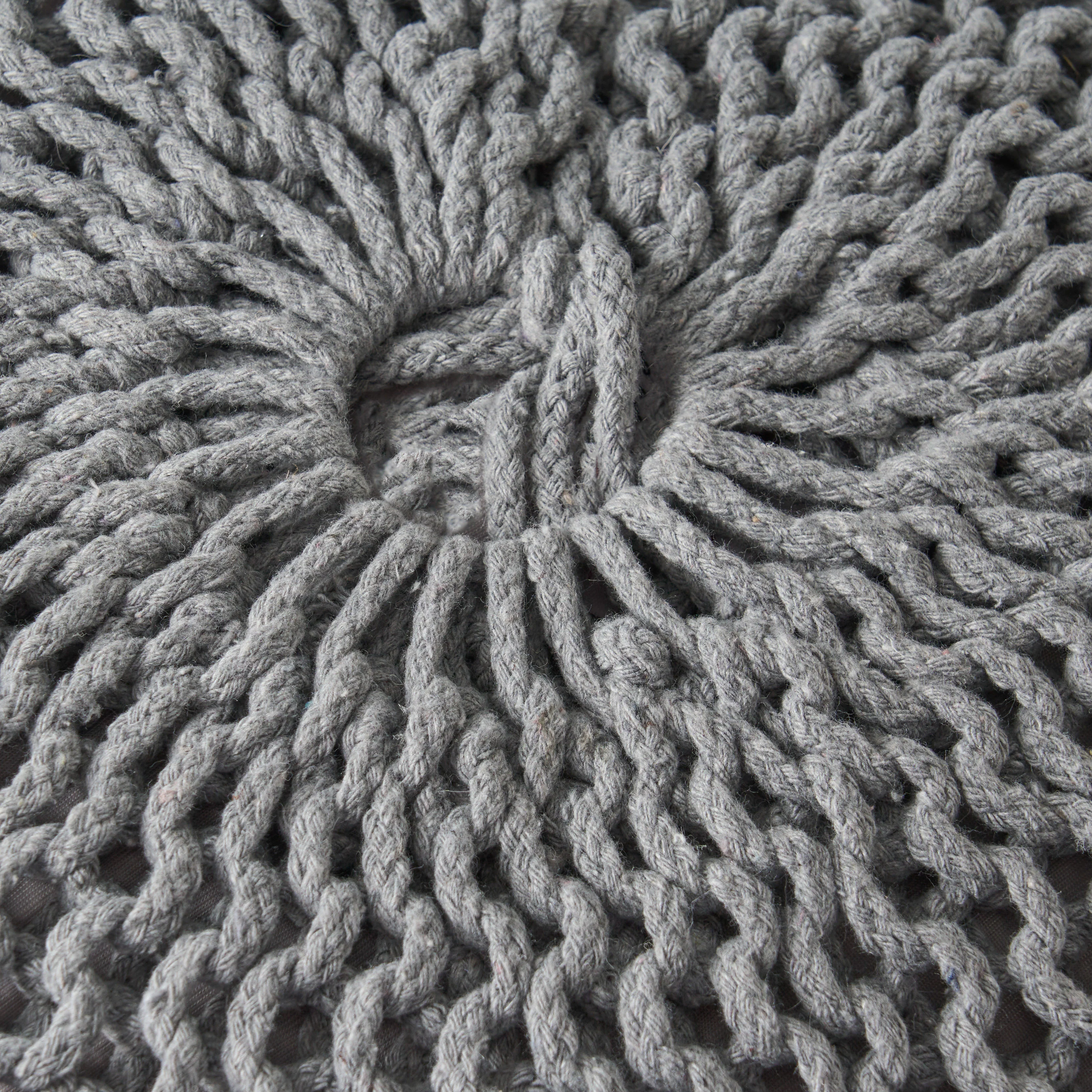 Woodbine Modern Knitted Cotton Round Pouf - furnishings