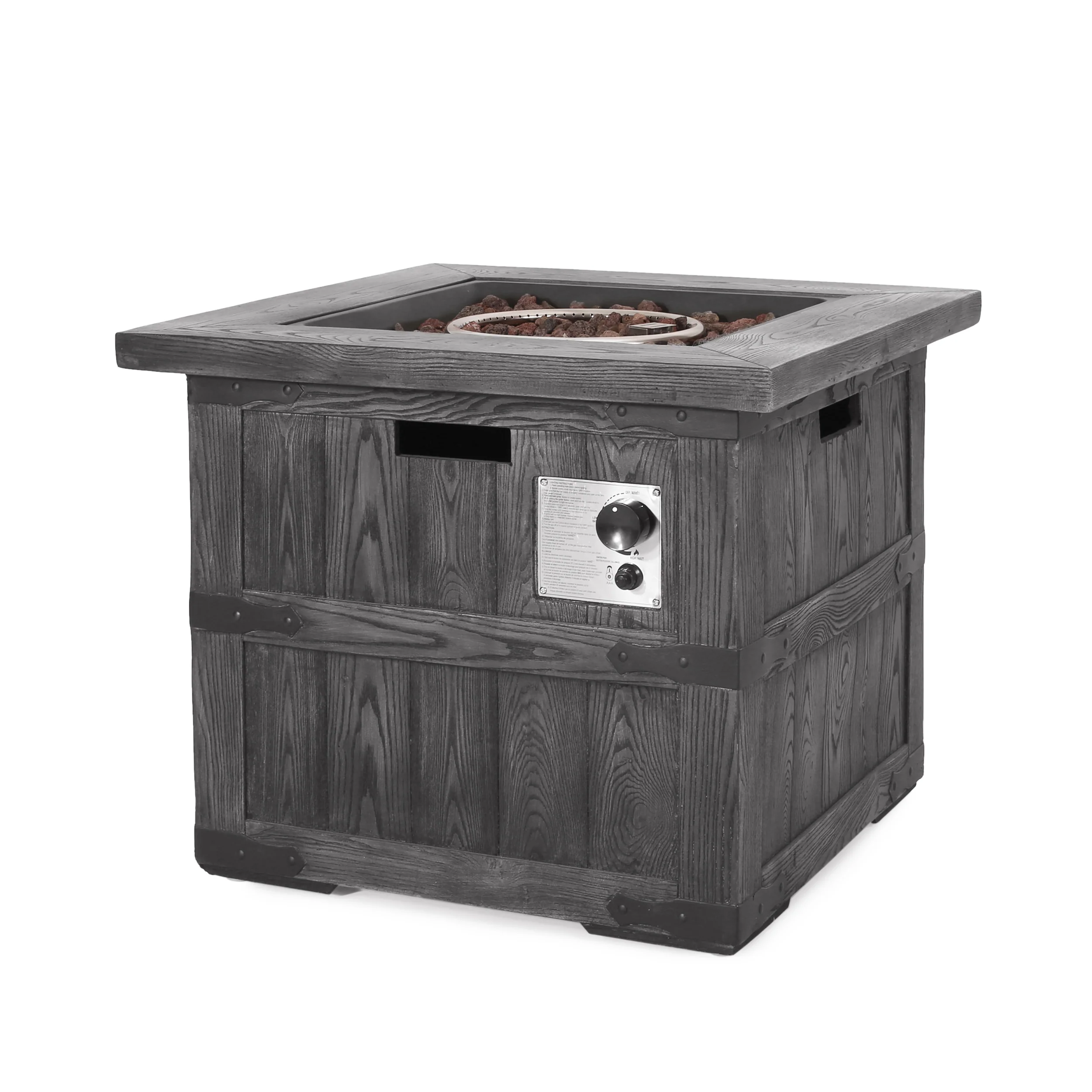 Steinaker Outdoor 40,000 BTU Lightweight Concrete Square Fire Pit - furnishings