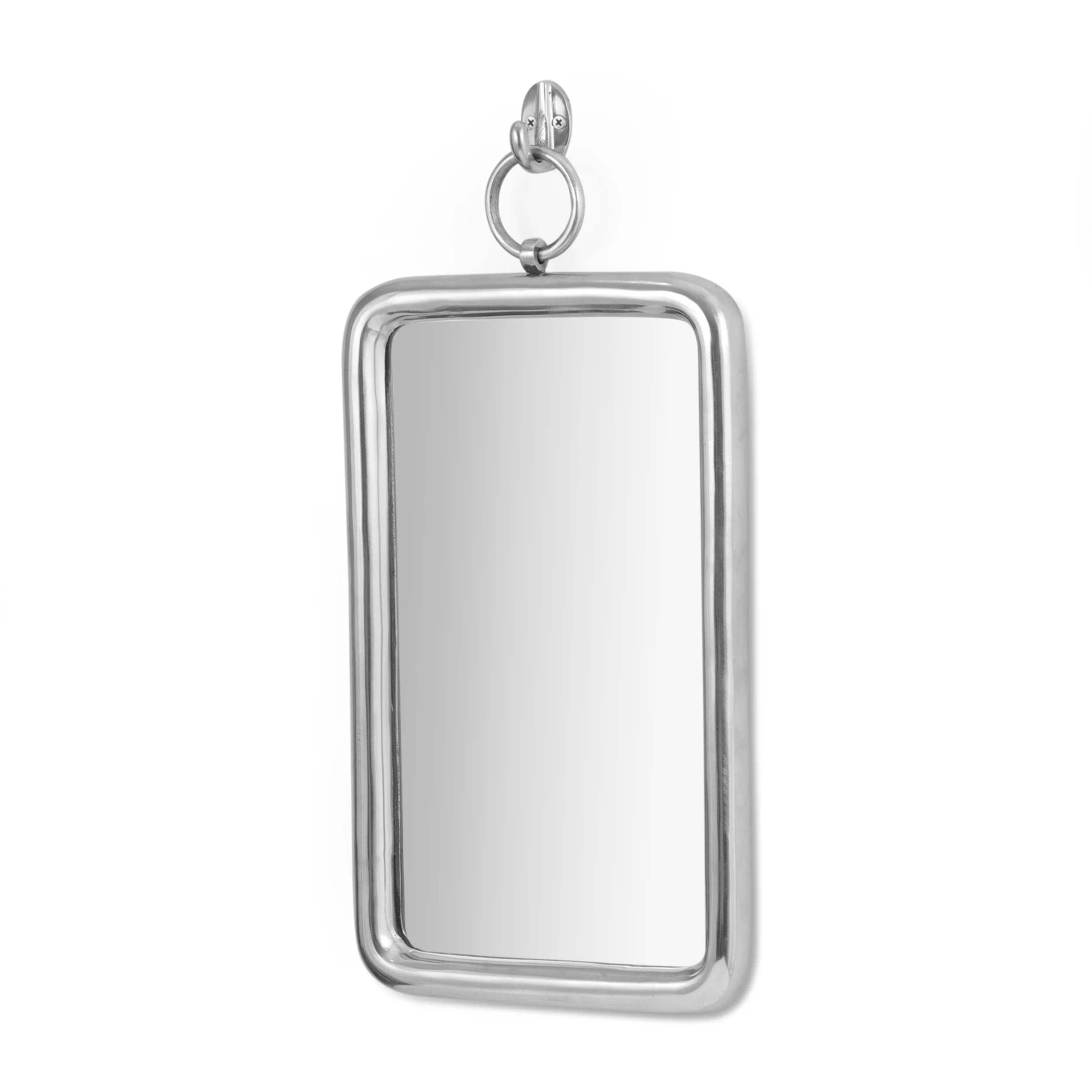 Gareth Modern Handcrafted Rectangular Aluminum Wall Mirror, Silver - furnishings