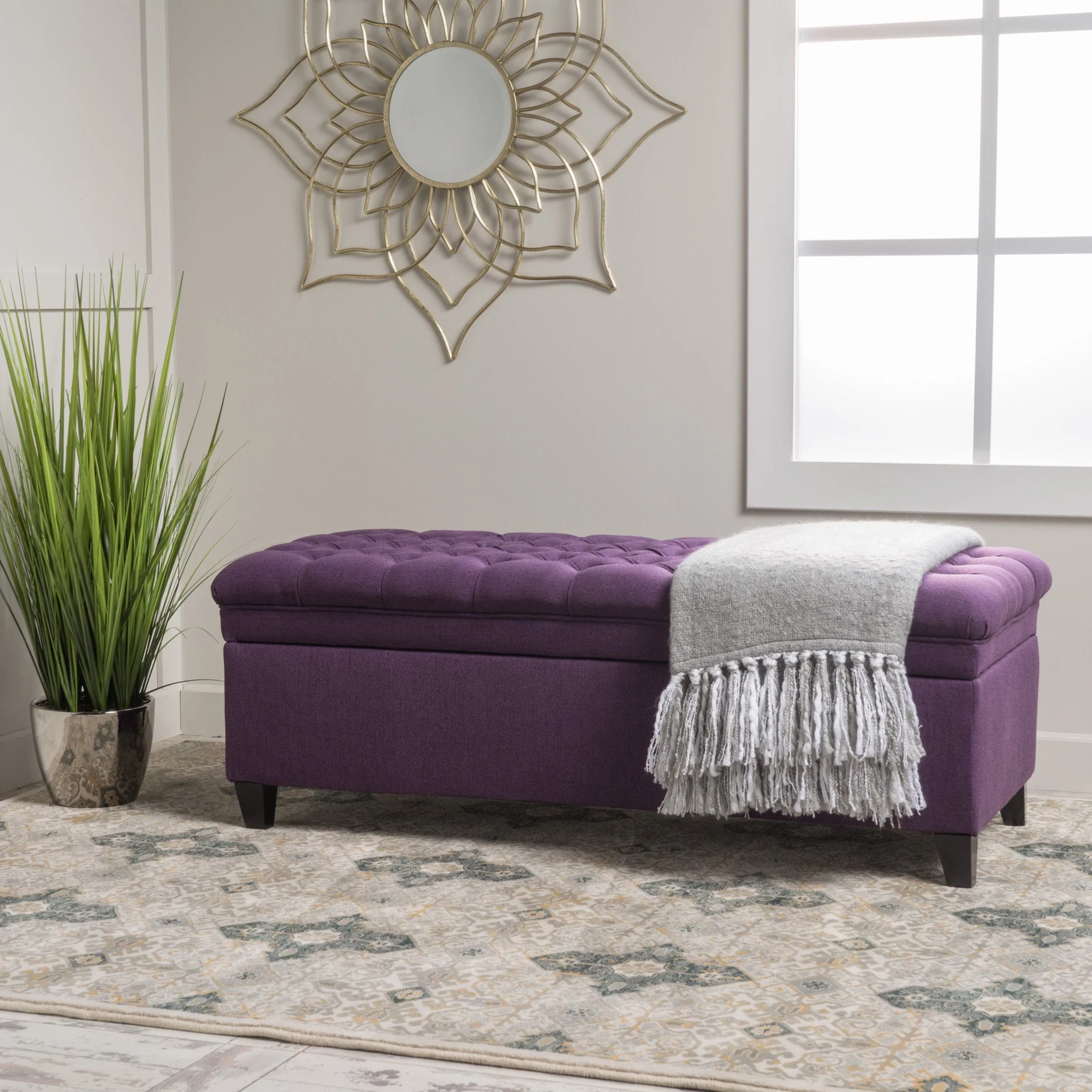 Laguna French Style Tufted Fabric Storage Ottoman Bench - furnishings