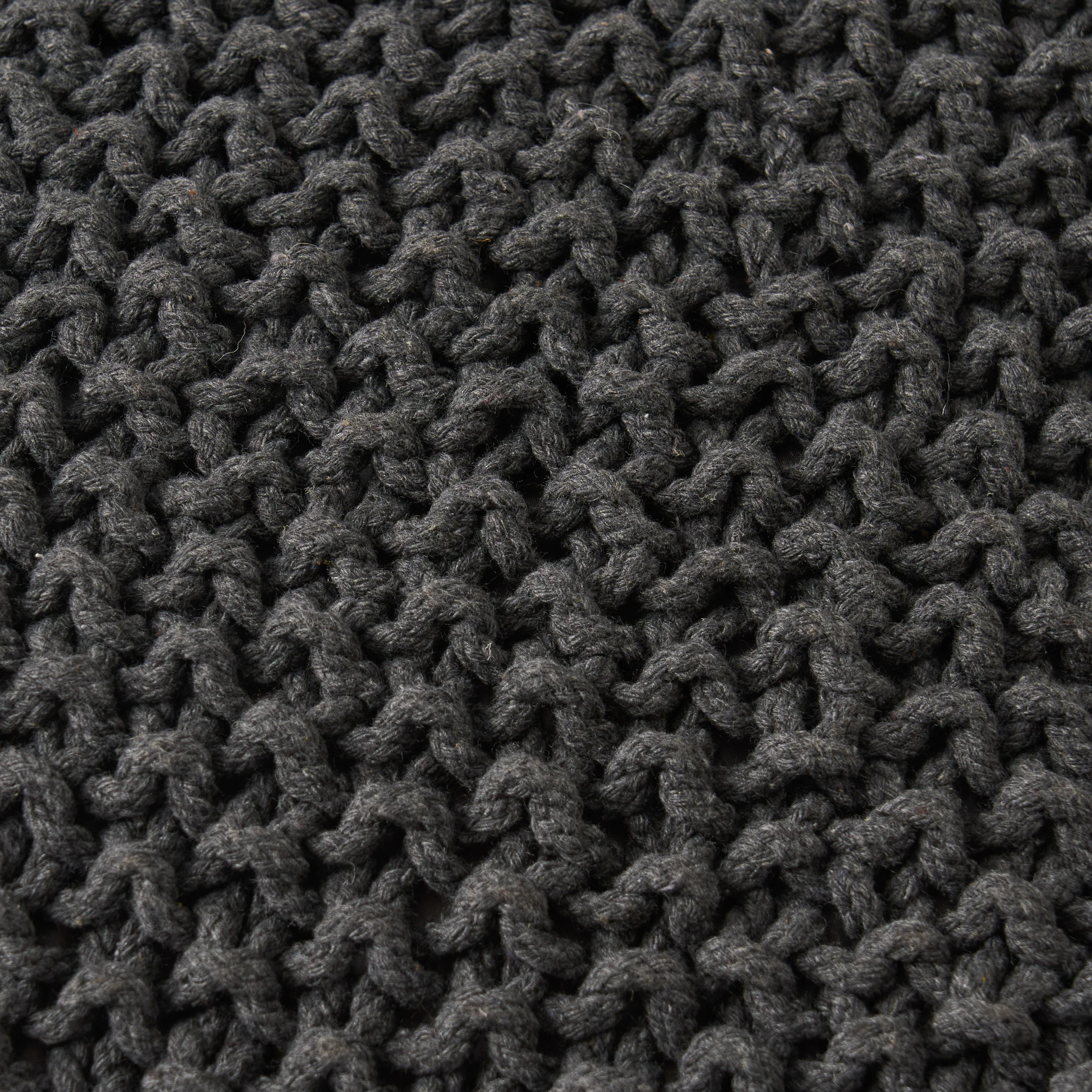 Teresa Modern Knitted Cotton Cube Pouf - furnishings