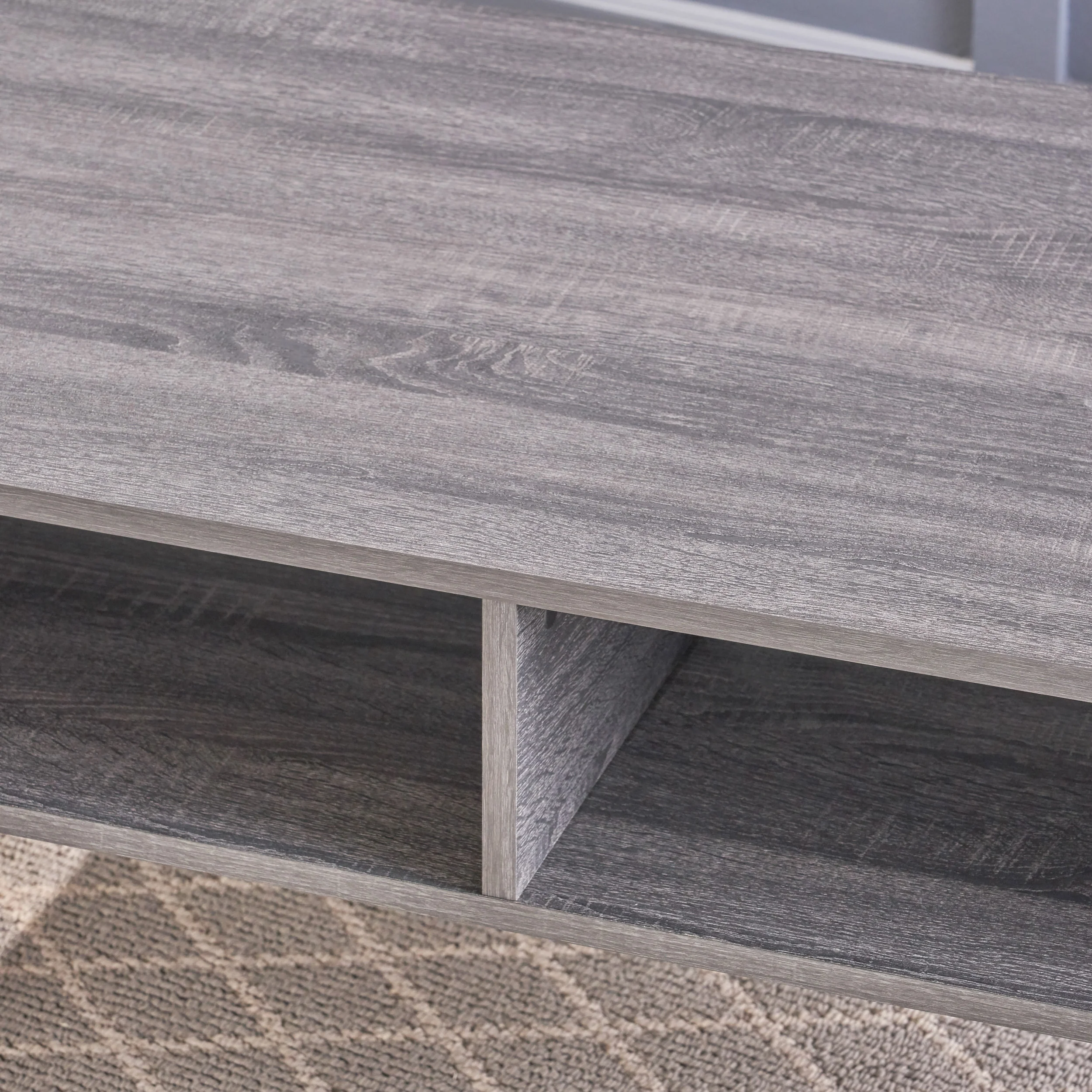 Savone Mid Century Modern Faux Wood Overlay Coffee Table - furnishings