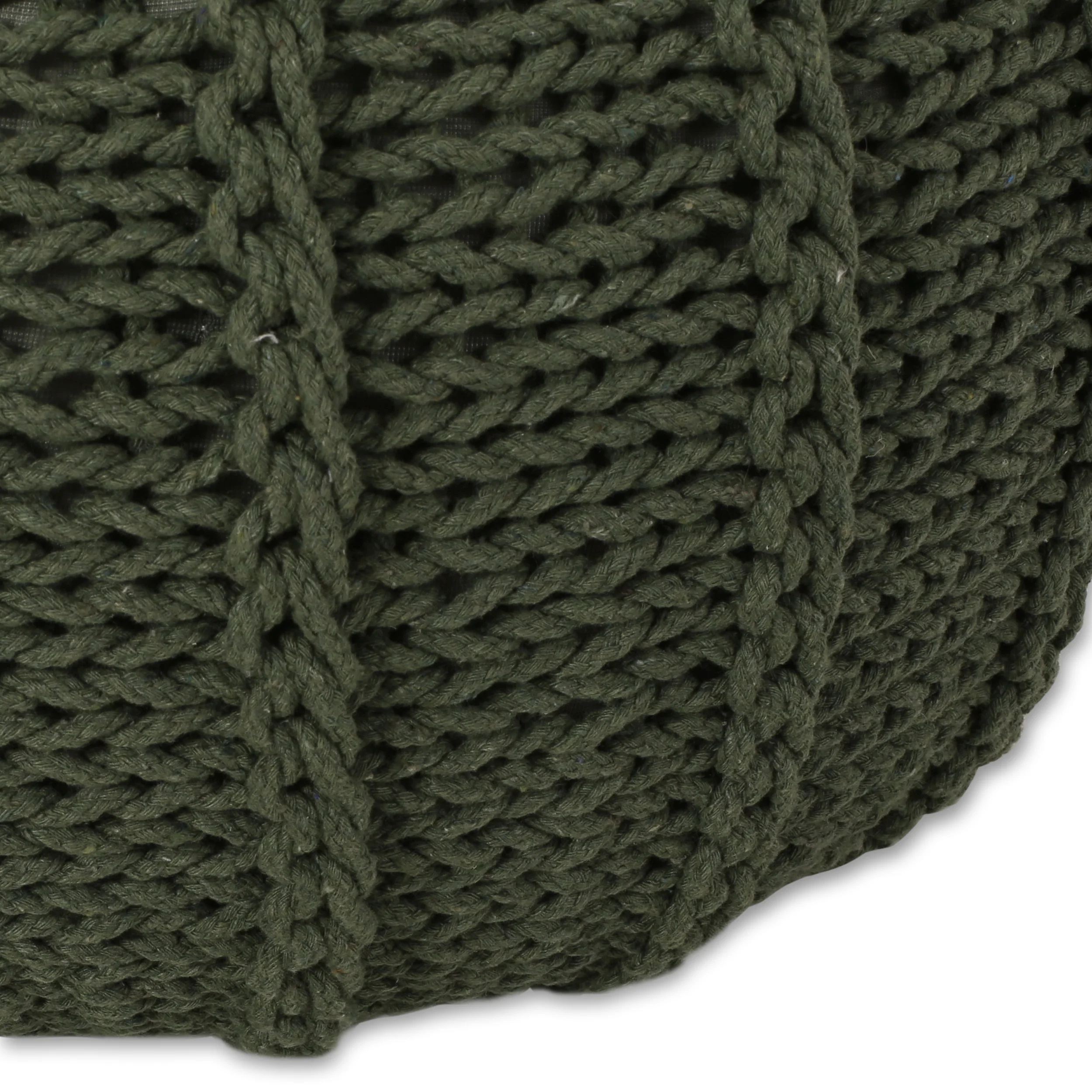 Agatha Modern Knitted Cotton Round Pouf - furnishings