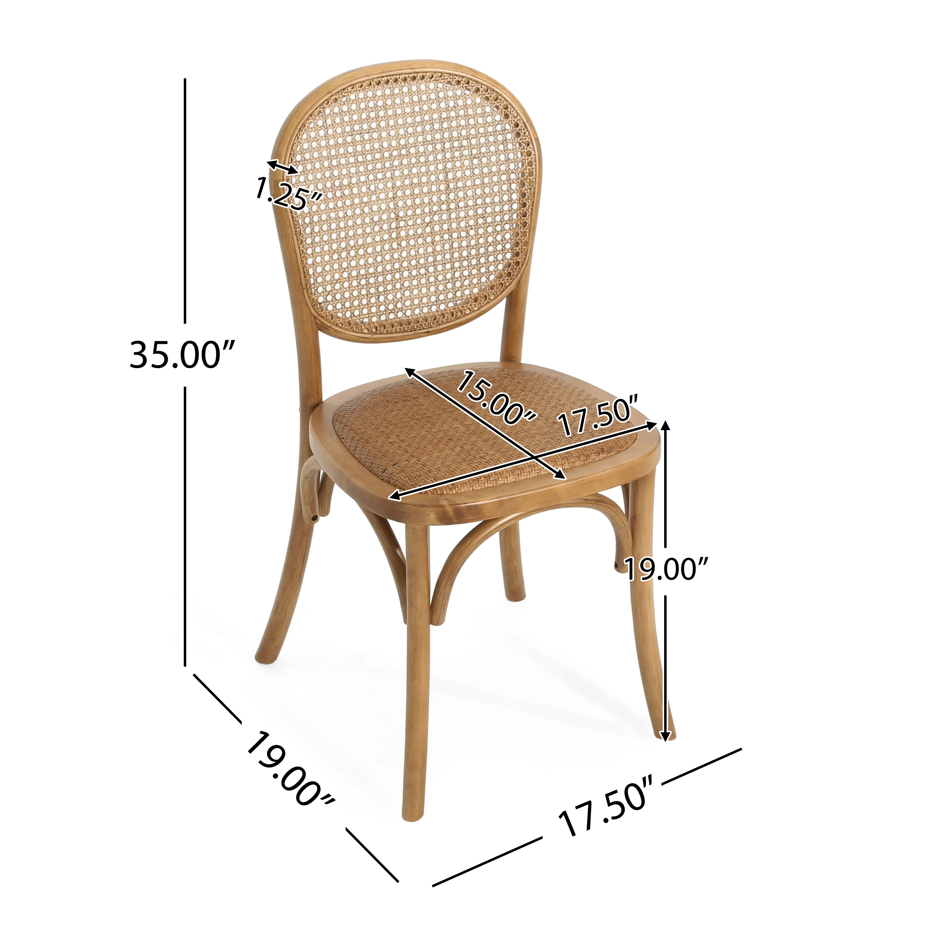 Torin Wood Dining Chair with Cane Rattan Wood Webbing - furnishings