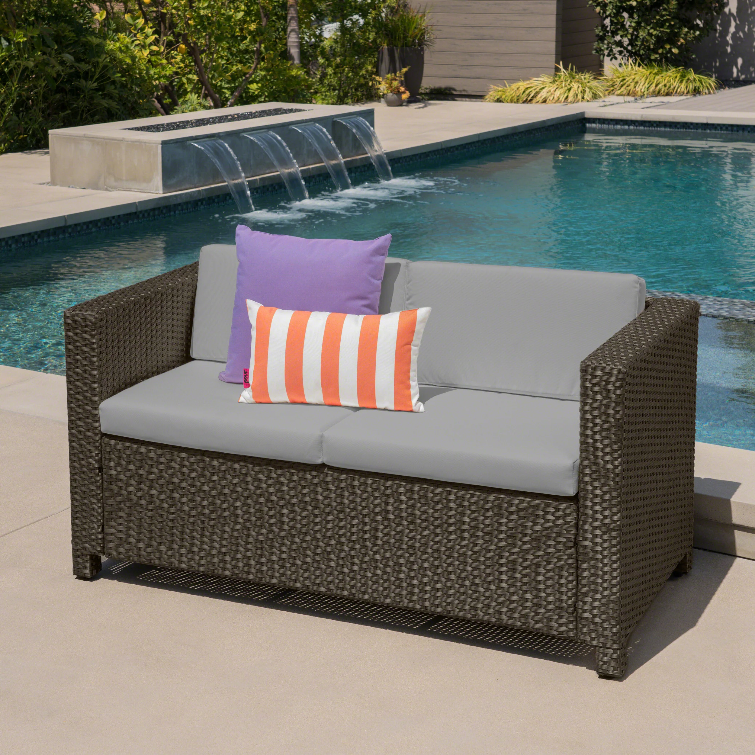 Venice Outdoor PE Wicker Love Seat - furnishings