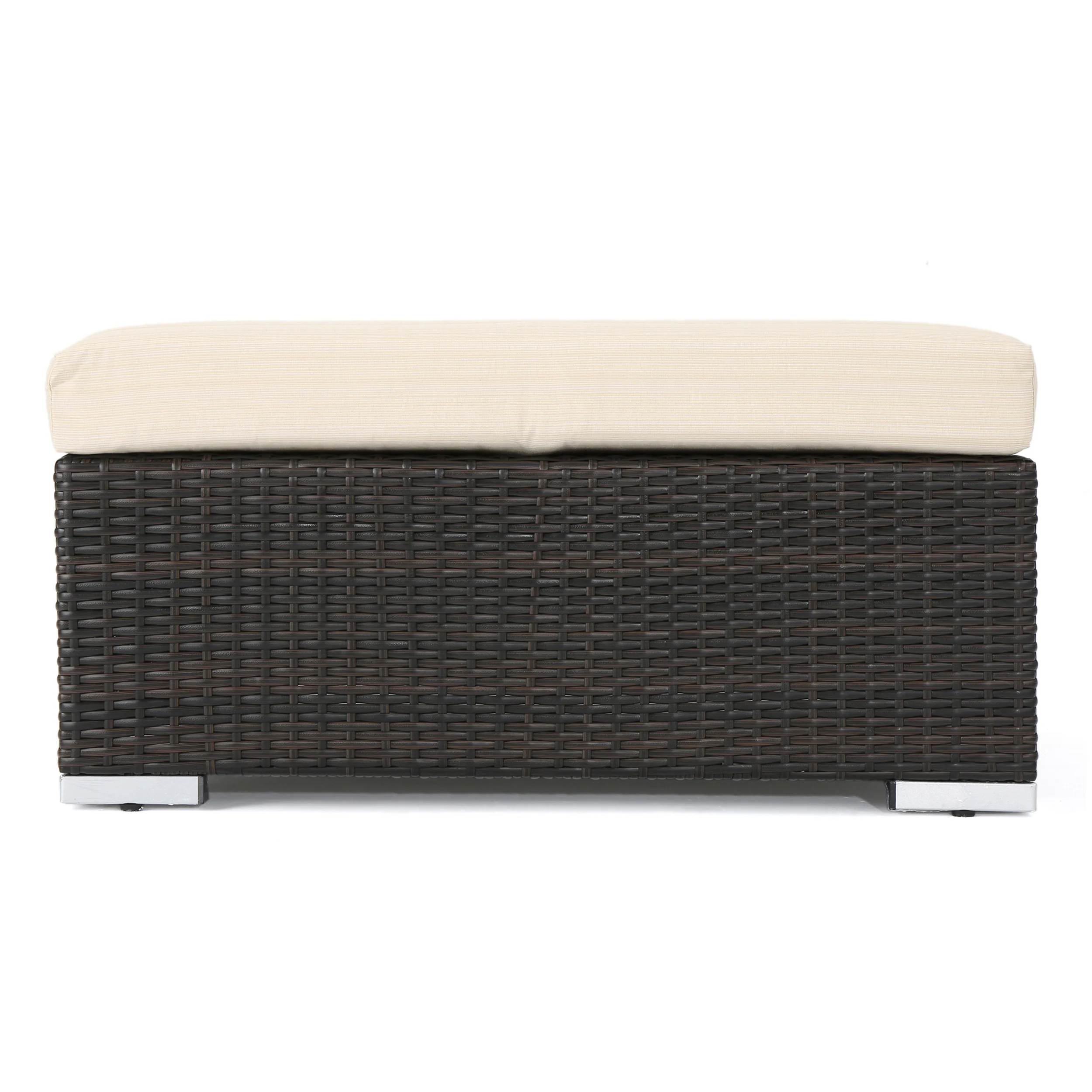 Avianna Outdoor Wicker Ottoman with Cushion - furnishings