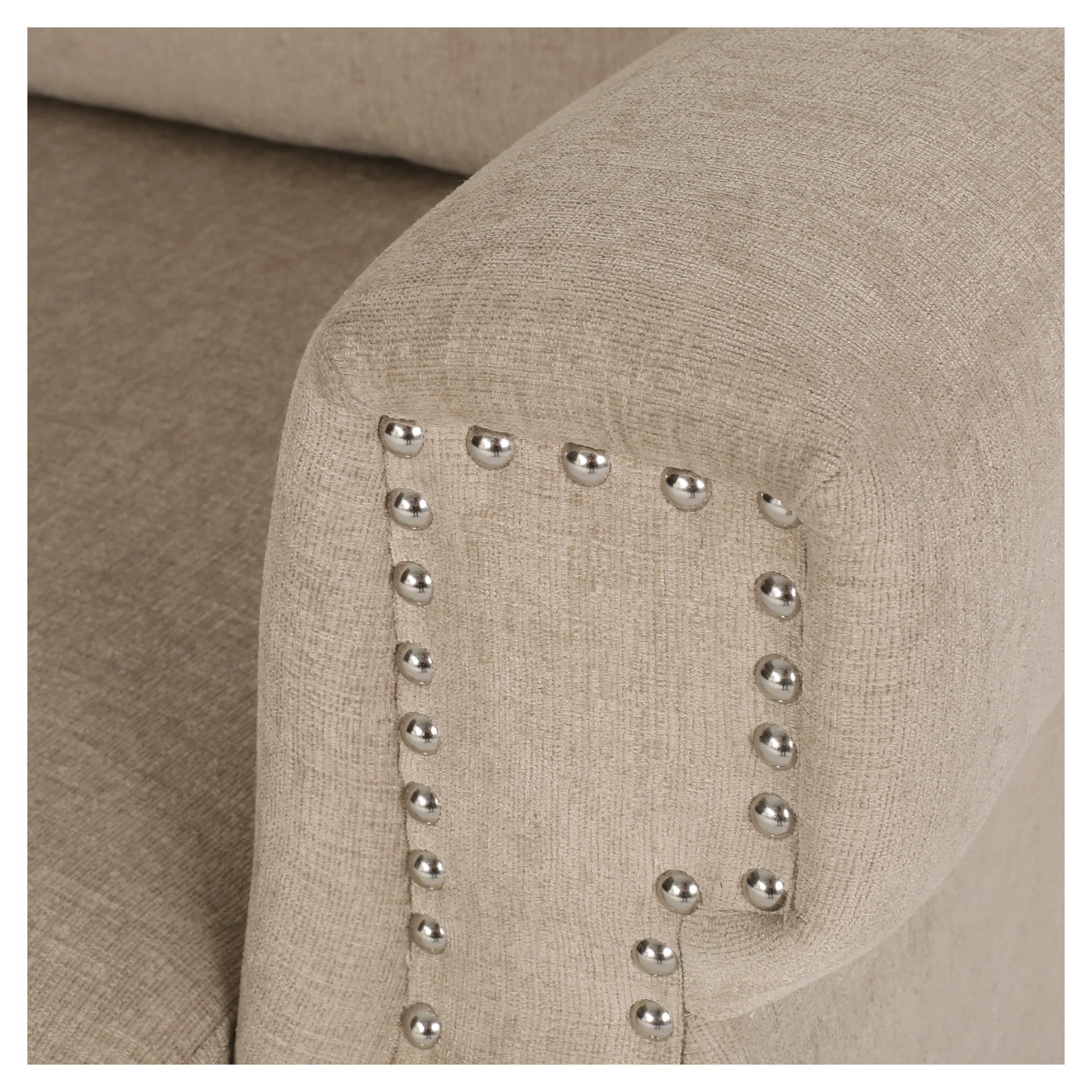 Dobles Contemporary Fabric 3 Seater Sofa with Nailhead Trim - furnishings