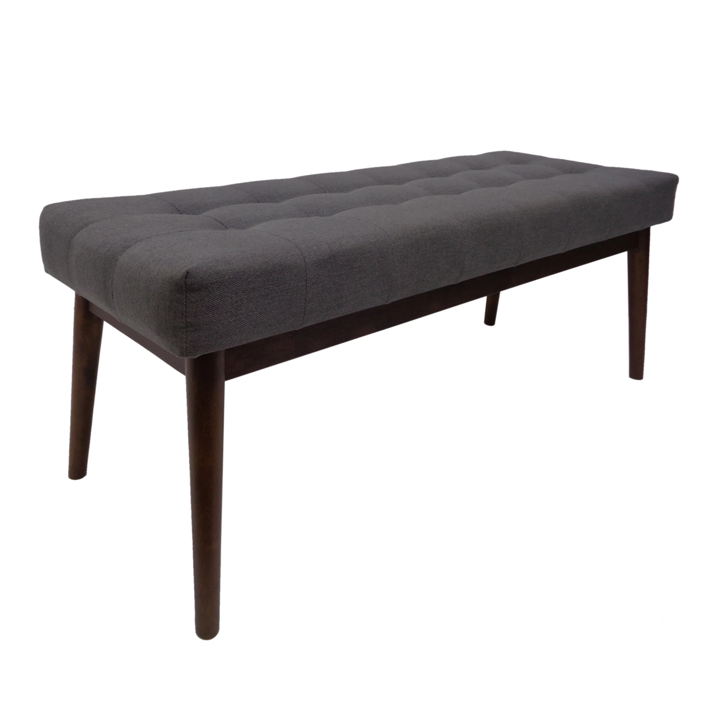 Flora Mid-Century Button Tufted Fabric Ottoman Bench with Tapered Legs - furnishings