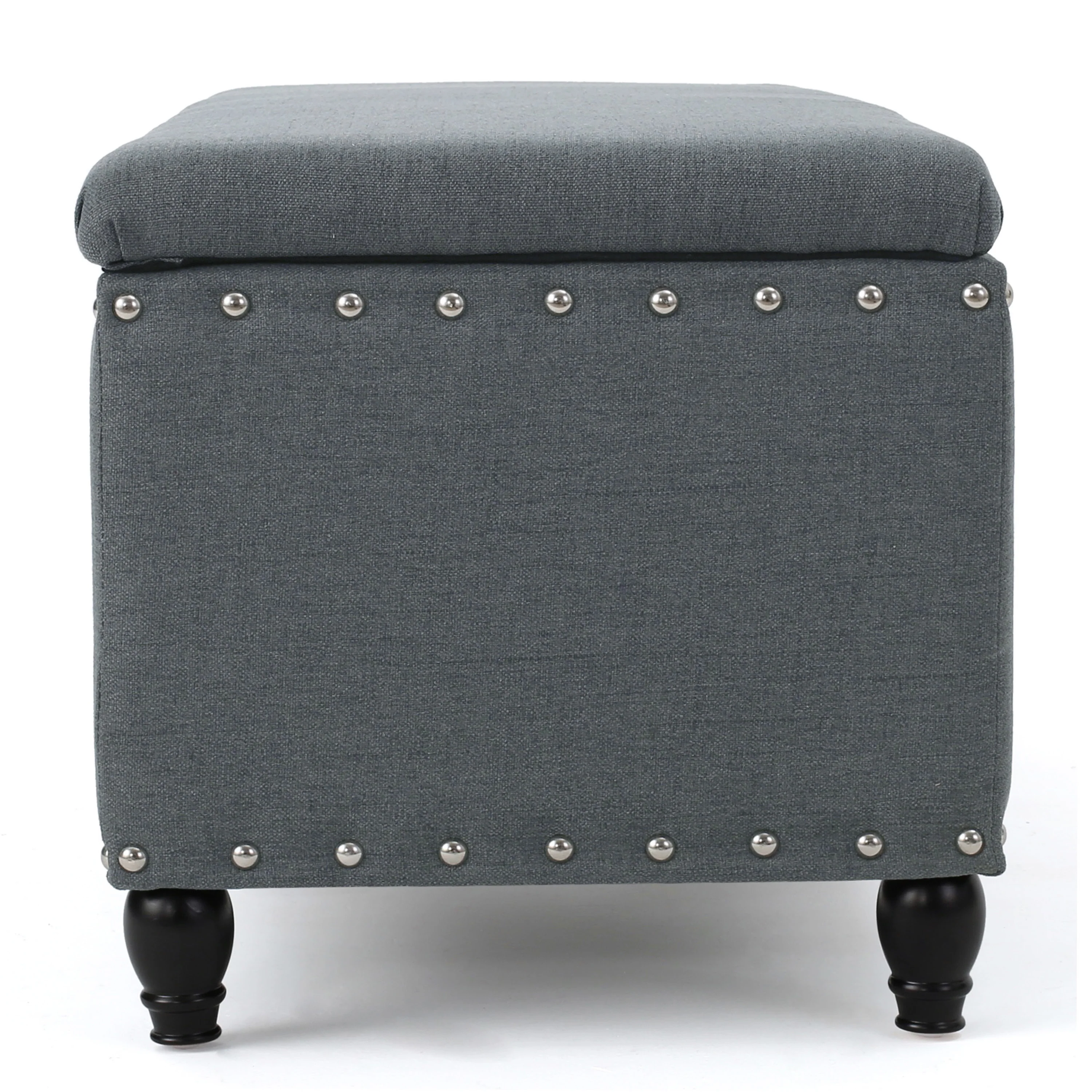 Tatiana Contemporary Fabric Storage Ottoman with Nailhead Trim - furnishings