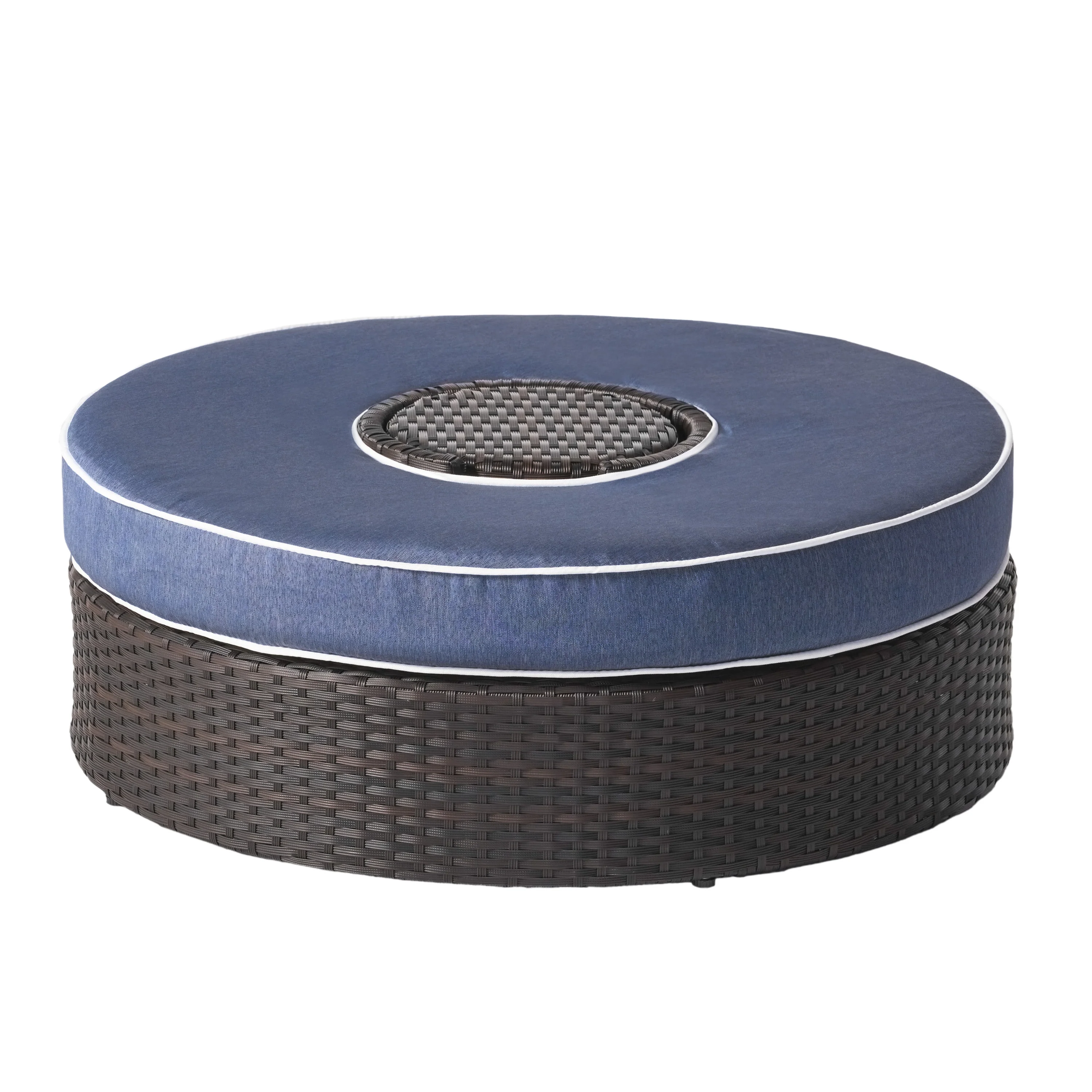 Boden Outdoor Wicker Ottoman with Ice Bucket - furnishings