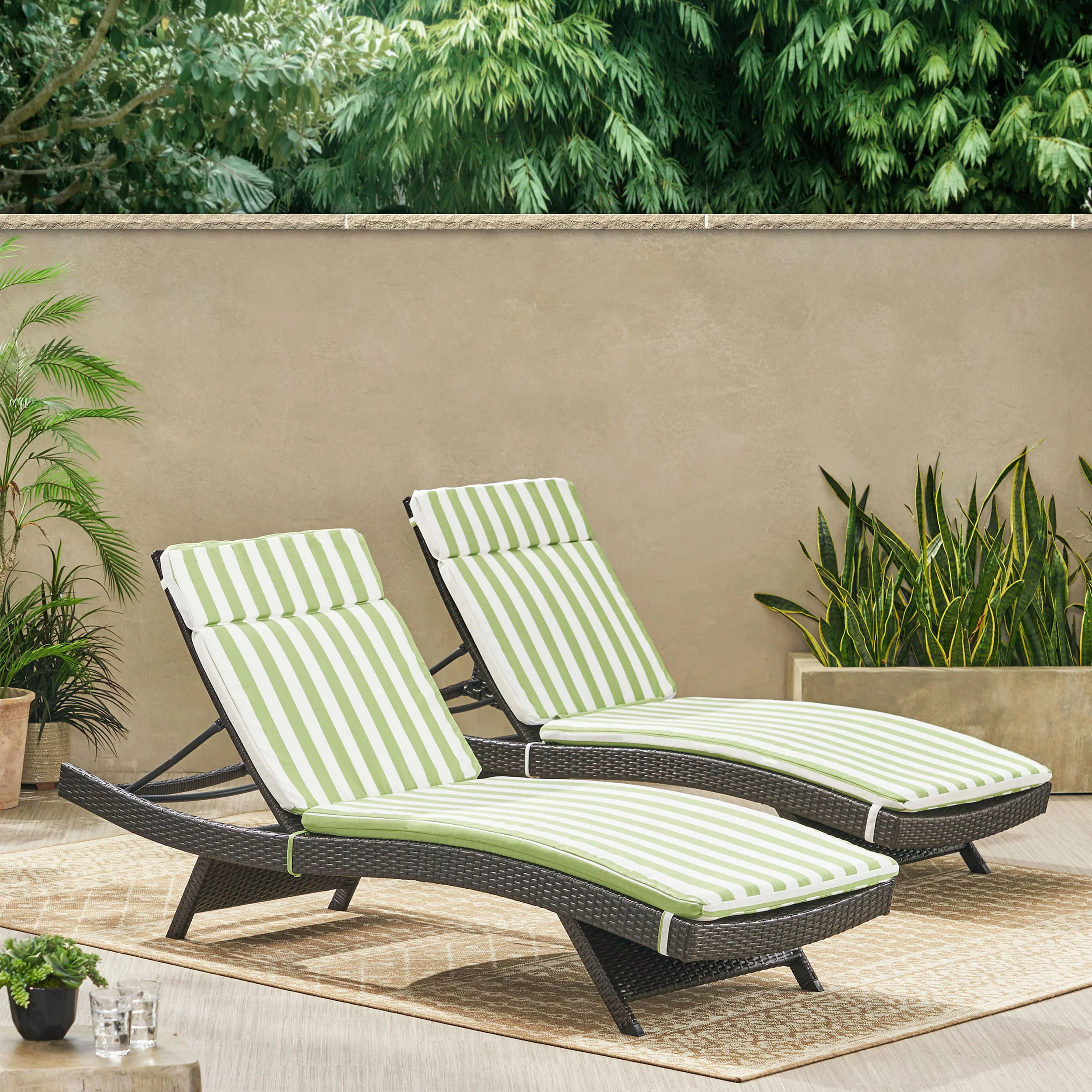 Albany Outdoor Water-Resistant Fabric Chaise Lounge Cushions (Set of 2) - furnishings