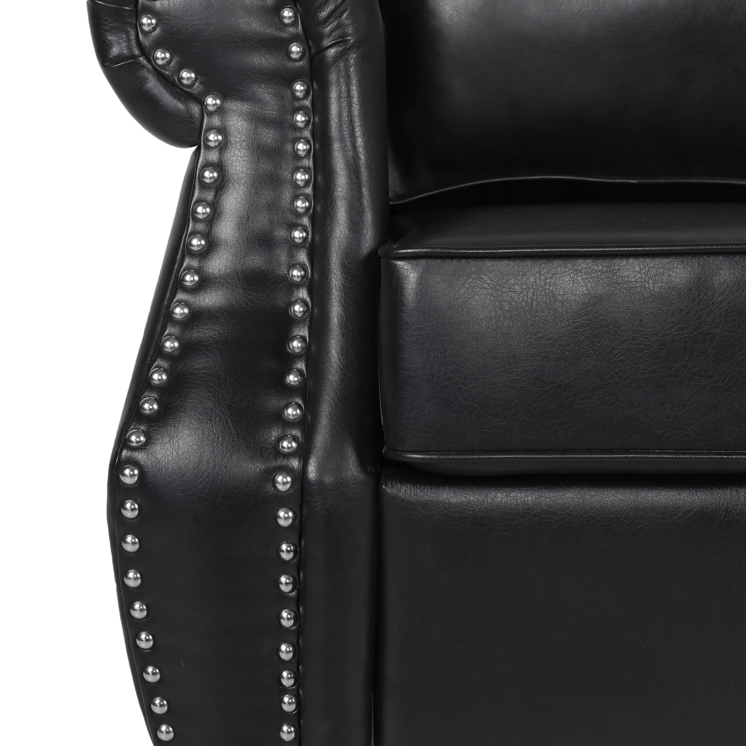 Pochelon Contemporary Faux Leather Loveseat with Nailhead Trim - furnishings